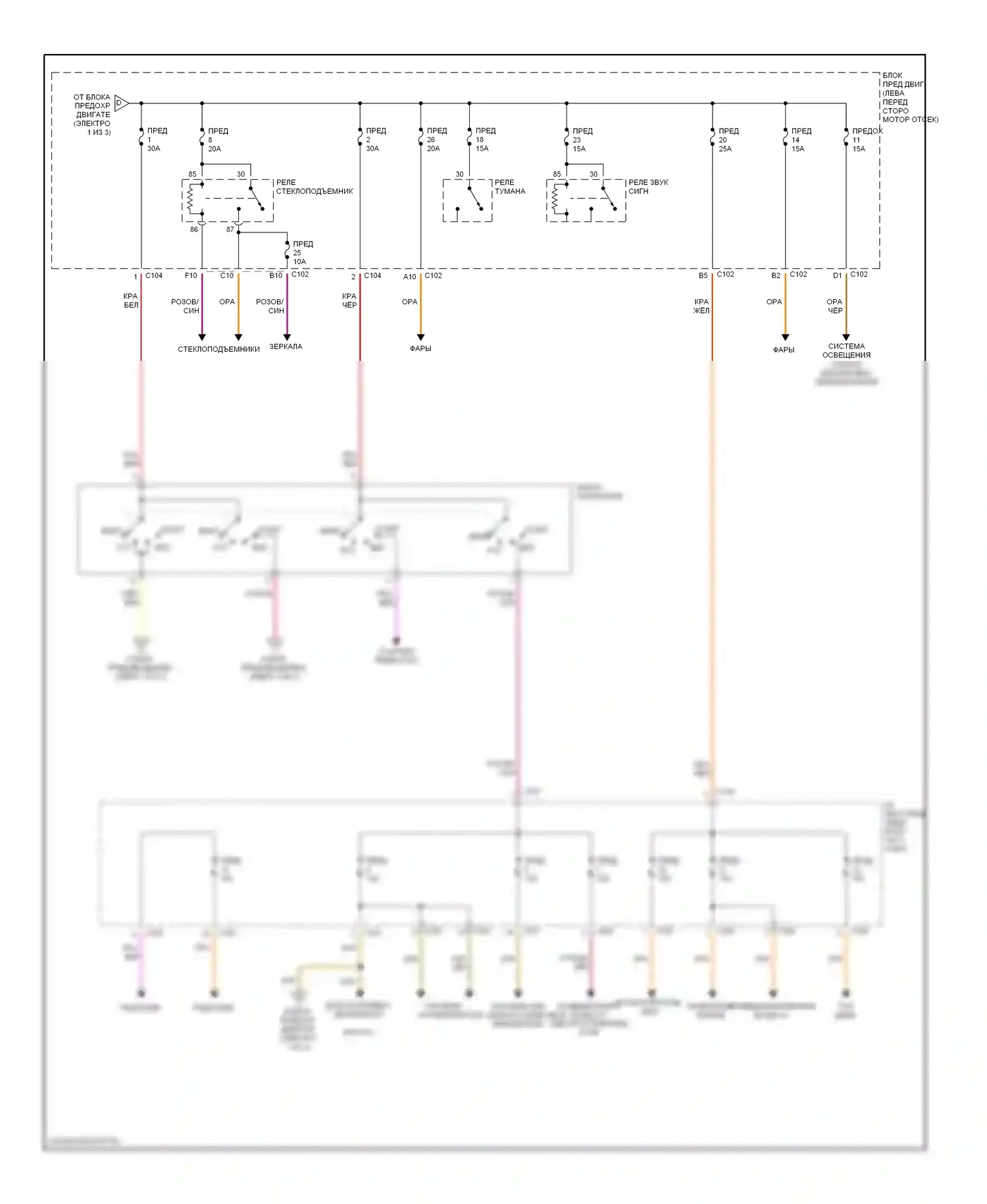 Блок предохранителей и реле — Электросхема блока предохранителей реле — Электросхема блока предохранителей реле (2 из 3). Suzuki Verona I (2003-2006)