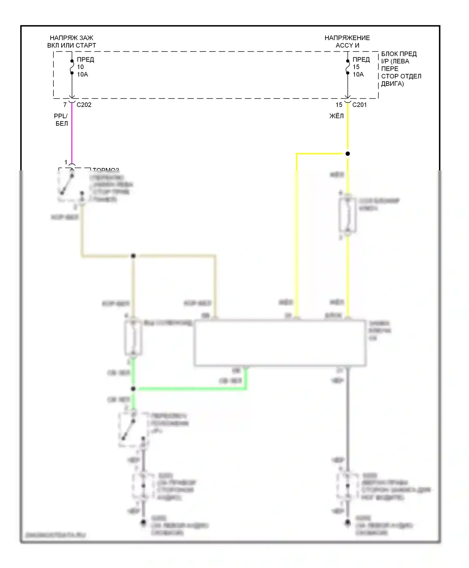 Блокировка селектора — Электросхема блокировки селектора — Электросхема блокировки селектора. Suzuki Verona I (2003-2006)