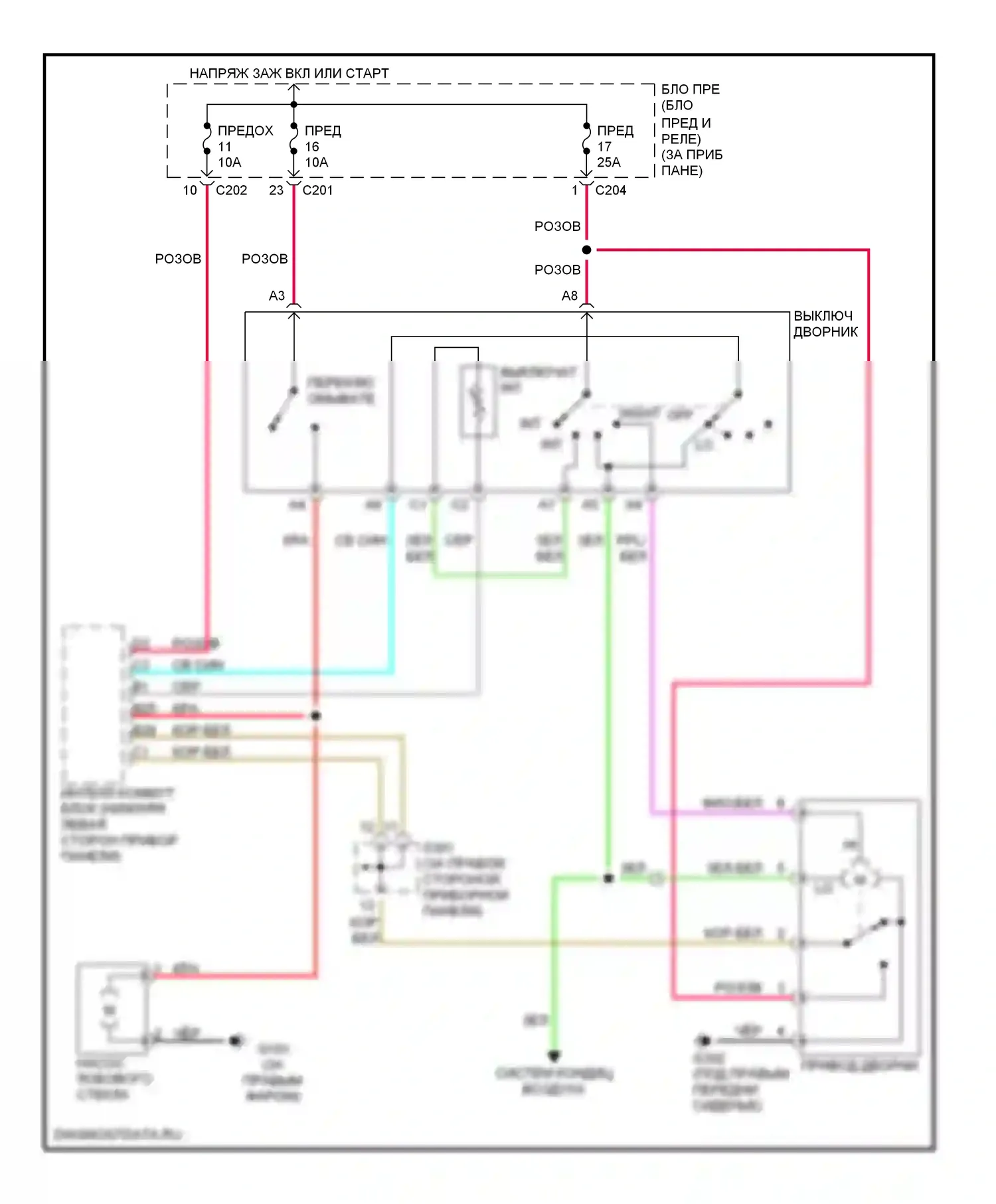 Дворники и омыватели — Дворники и омыватели электросхема — Дворники и омыватели электросхема. Suzuki Verona I (2003-2006)