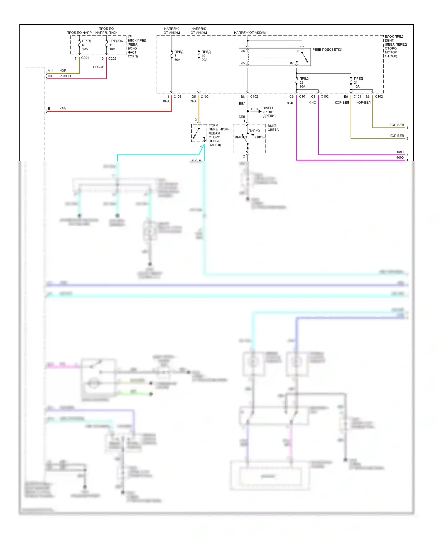 Фары и фонари — Электросхема фар и фонарей — Электросхема фар и фонарей (1 из 2). Suzuki Verona I (2003-2006)