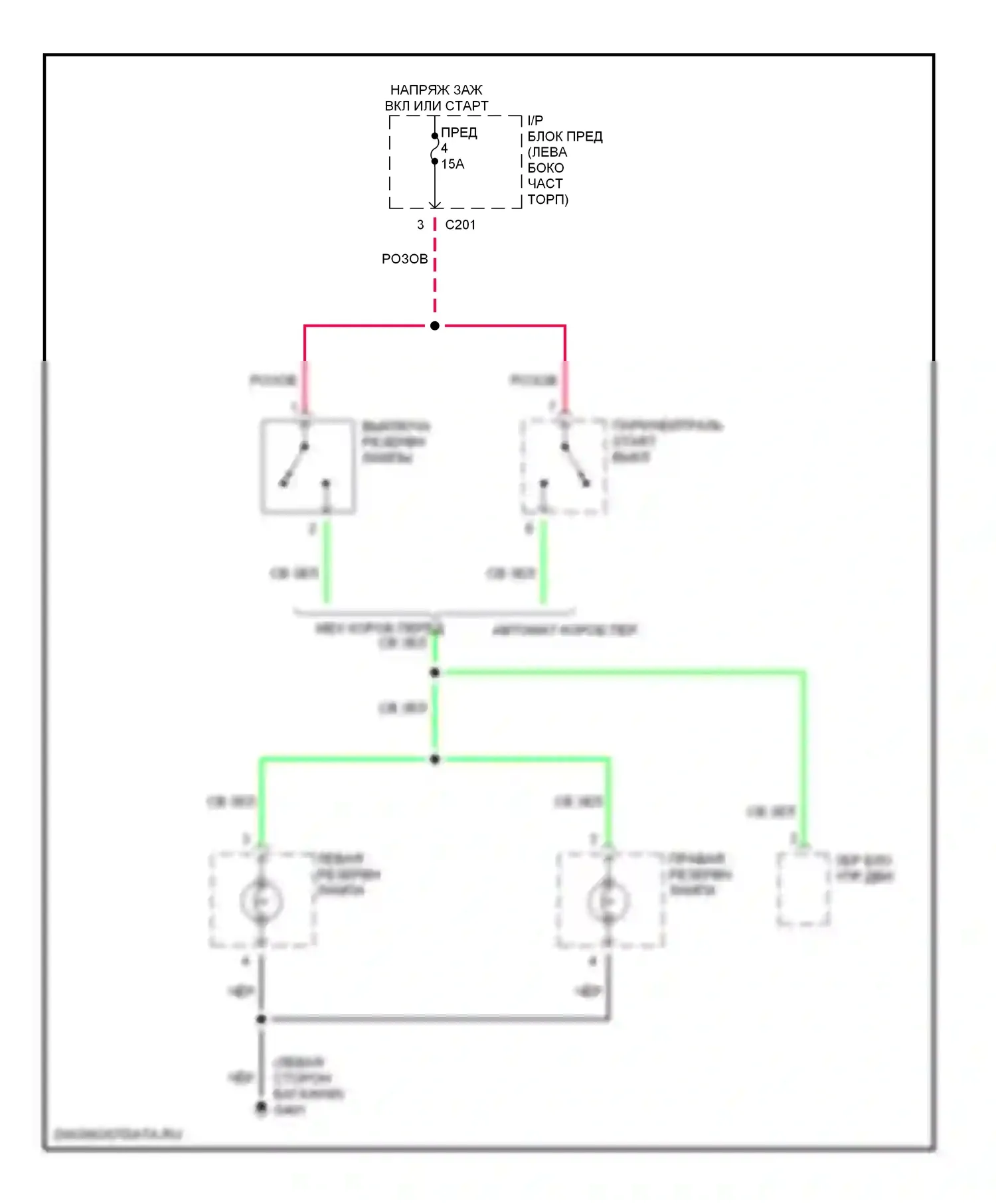 Фары и фонари — Электросхема фонарей заднего хода — Электросхема фонарей заднего хода. Suzuki Verona I (2003-2006)