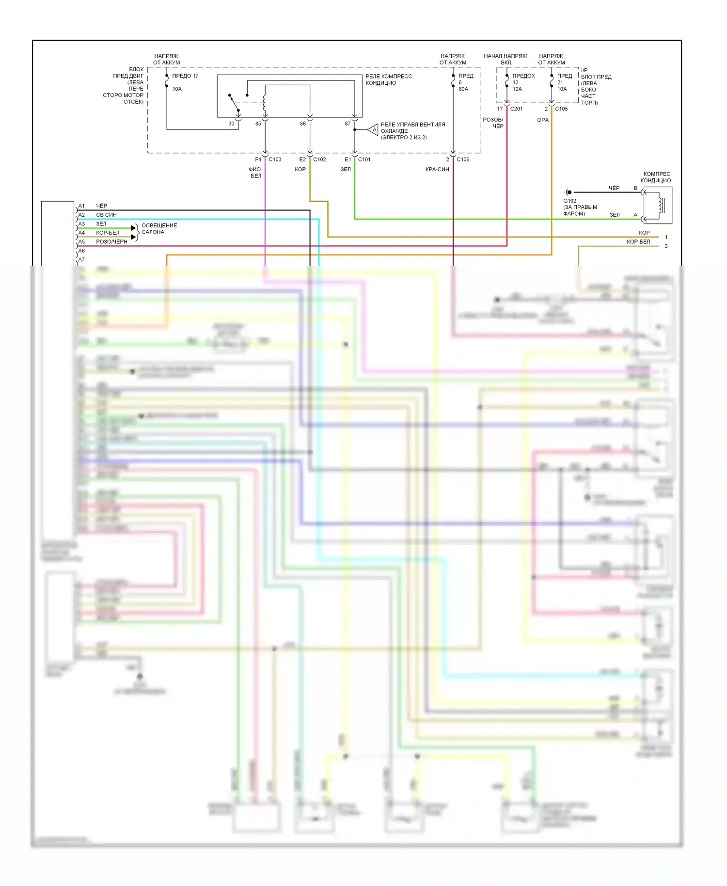 Кондиционирование воздуха — Электросхема климат контроля — Электросхема климат контроля (1 из 2). Suzuki Verona I (2003-2006)