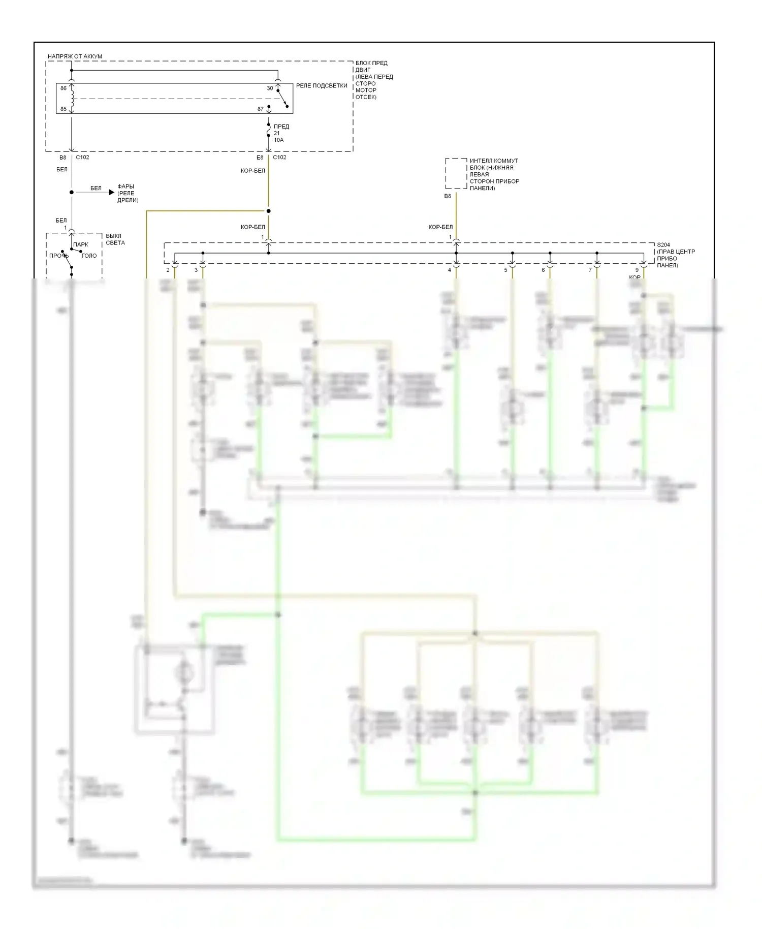 Освещение салона — Электросхема подсветки приборной панели — Электросхема подсветки приборной панели. Suzuki Verona I (2003-2006)