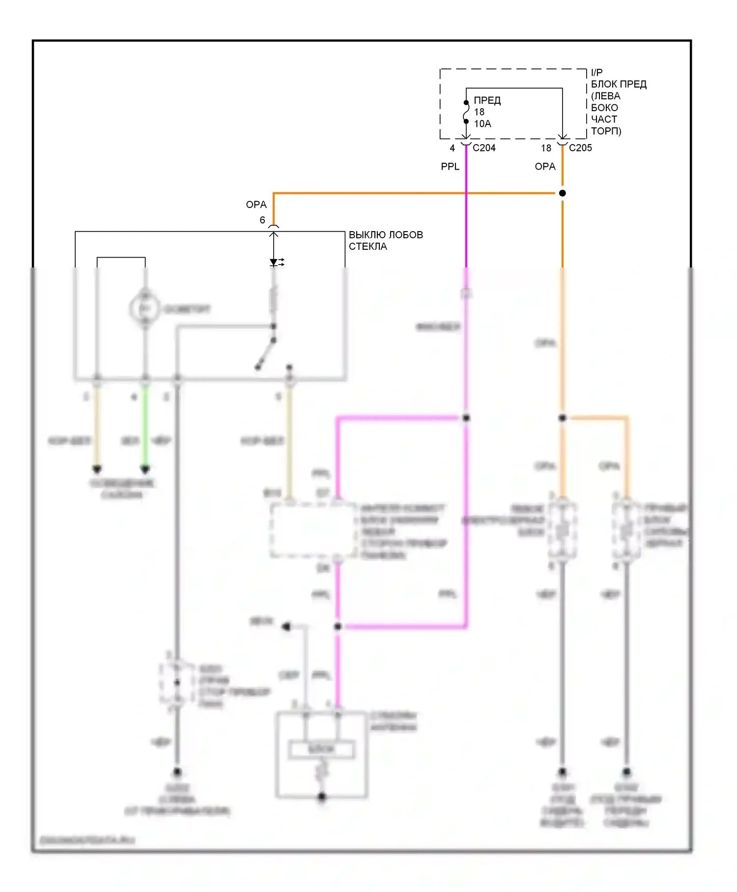 Подогрев стекол — Электросхема подогрева стекол — Электросхема подогрева стекол. Suzuki Verona I (2003-2006)