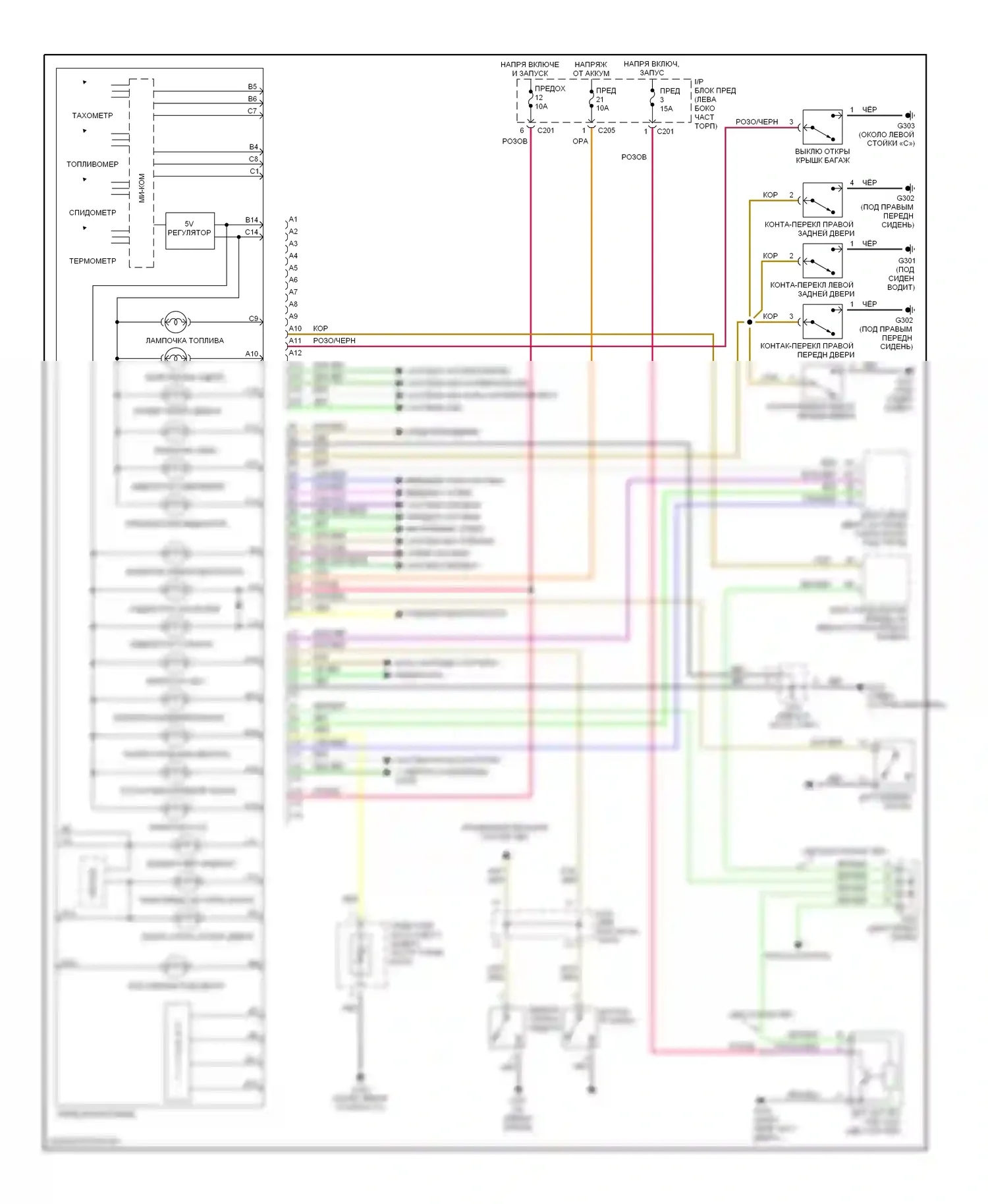 Приборная панель — Электросхема приборной панели — Электросхема приборной панели. Suzuki Verona I (2003-2006)