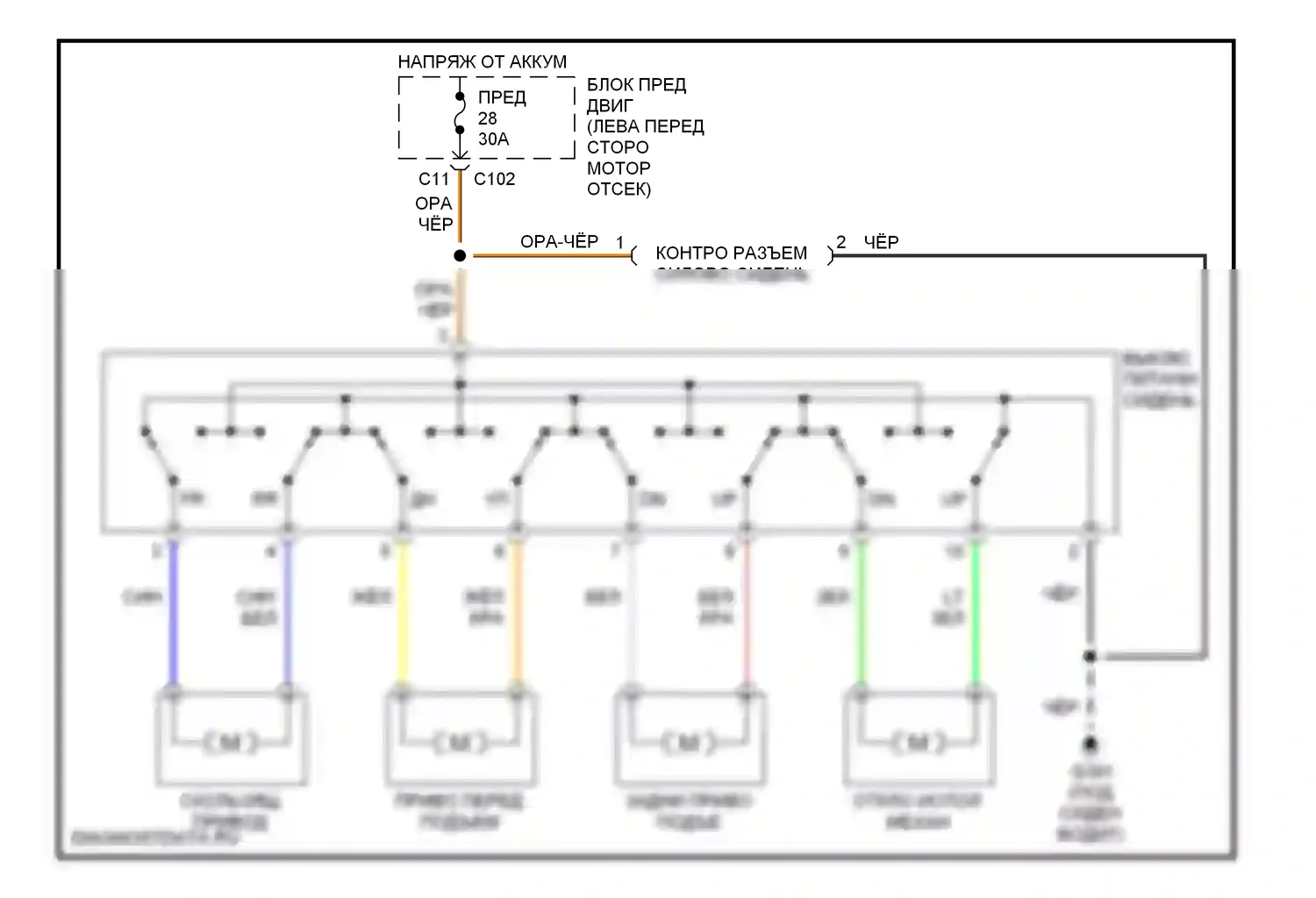 Сиденья — Электросхема силового сиденья — Электросхема силового сиденья. Suzuki Verona I (2003-2006)