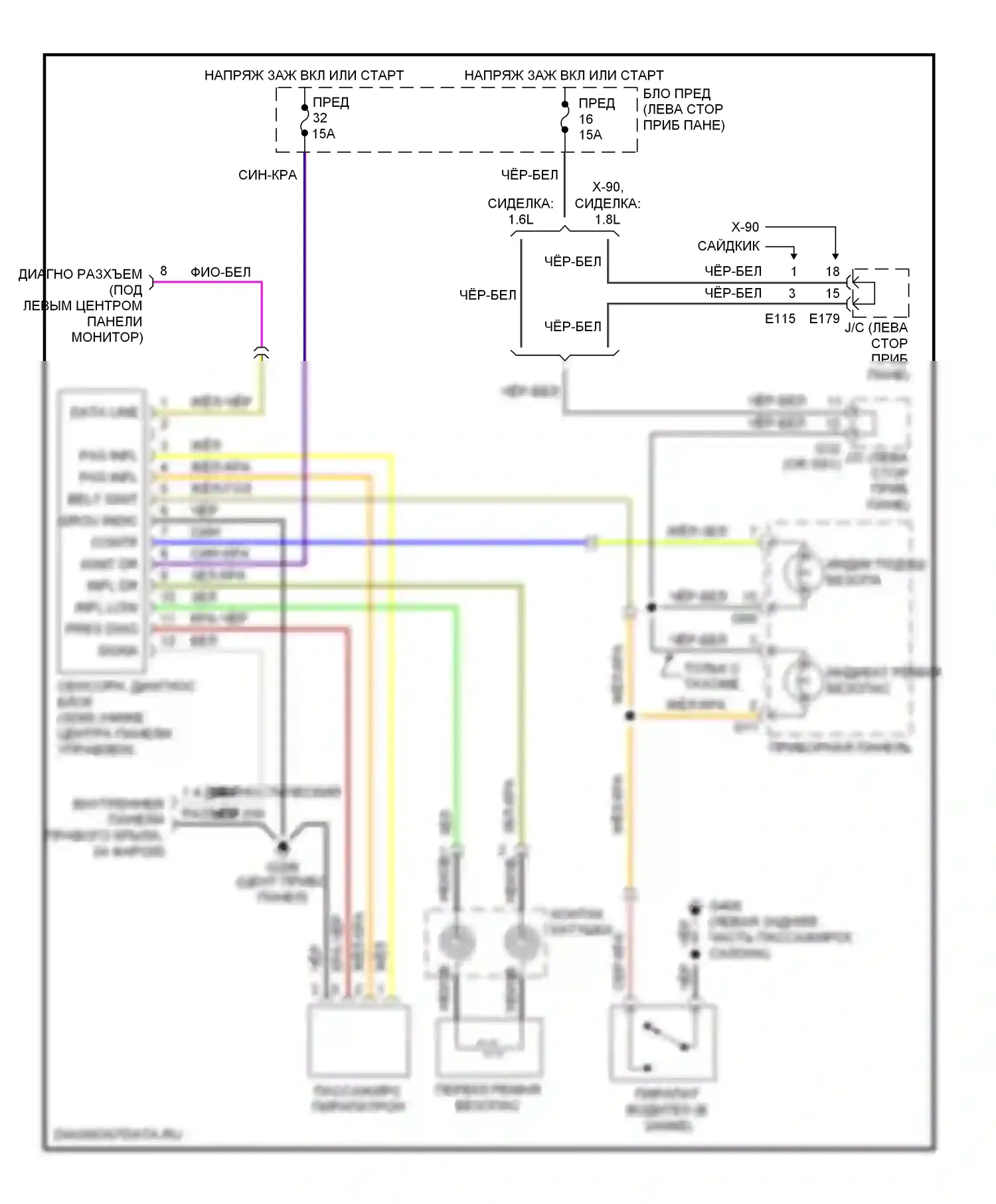Подушки безопасности — Электросхема подушек безопасности — Электросхема подушек безопасности. Suzuki X-90 I (1995-2000)