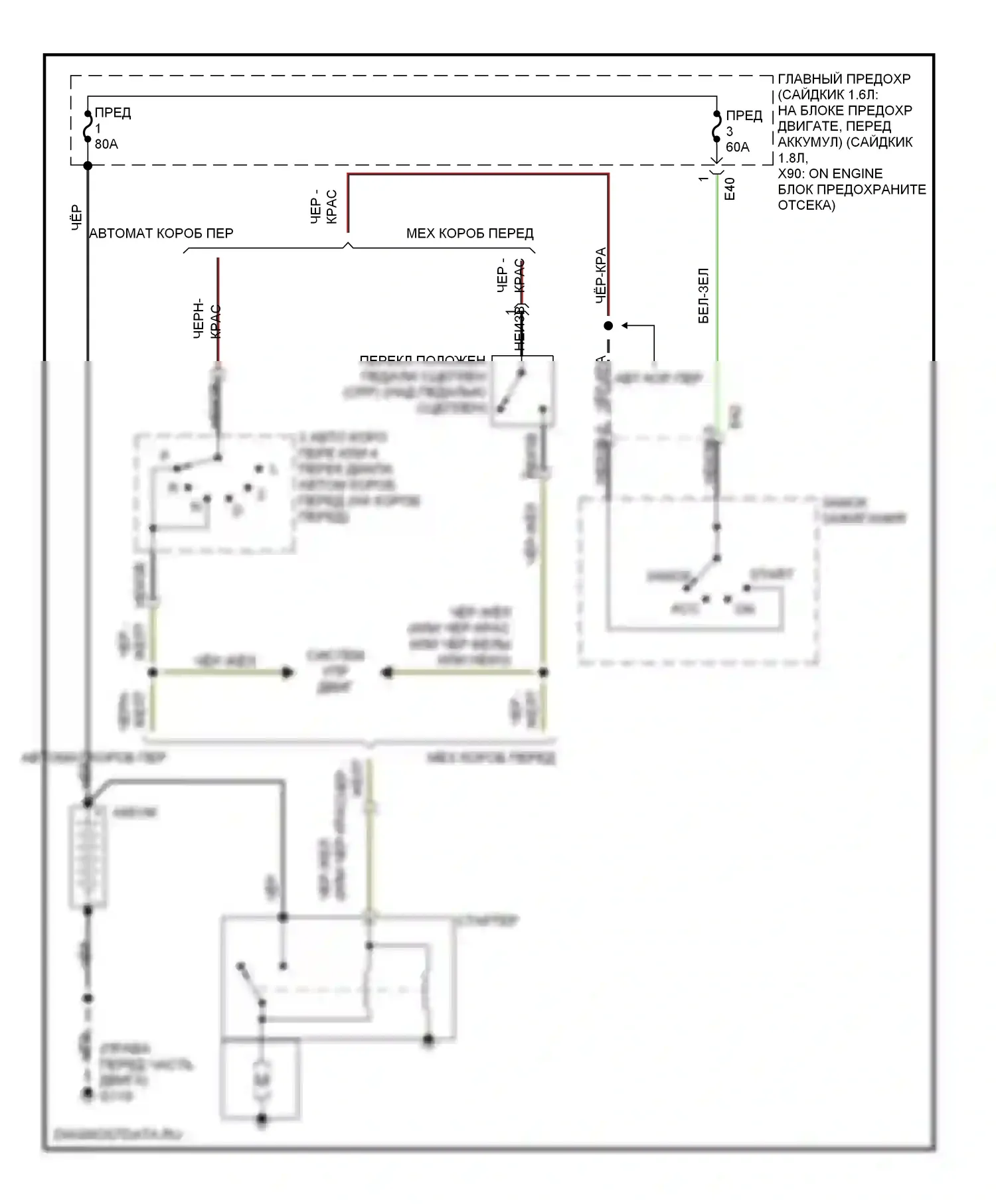 Стартер/генератор — Электросхема стартера — Электросхема стартера. Suzuki X-90 I (1995-2000)