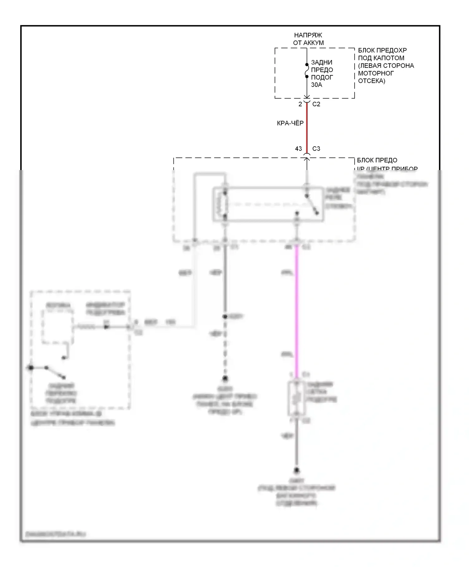 Подогрев стекол — Электросхема подогрева стекол — Электросхема подогрева стекол. Suzuki XL7 I (1998-2009)