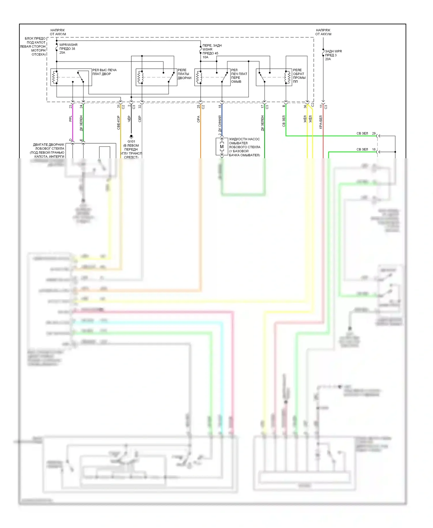Дворники и омыватели — Дворники и омыватели электросхема — Дворники и омыватели электросхема. Suzuki XL7 II (2006-2009)