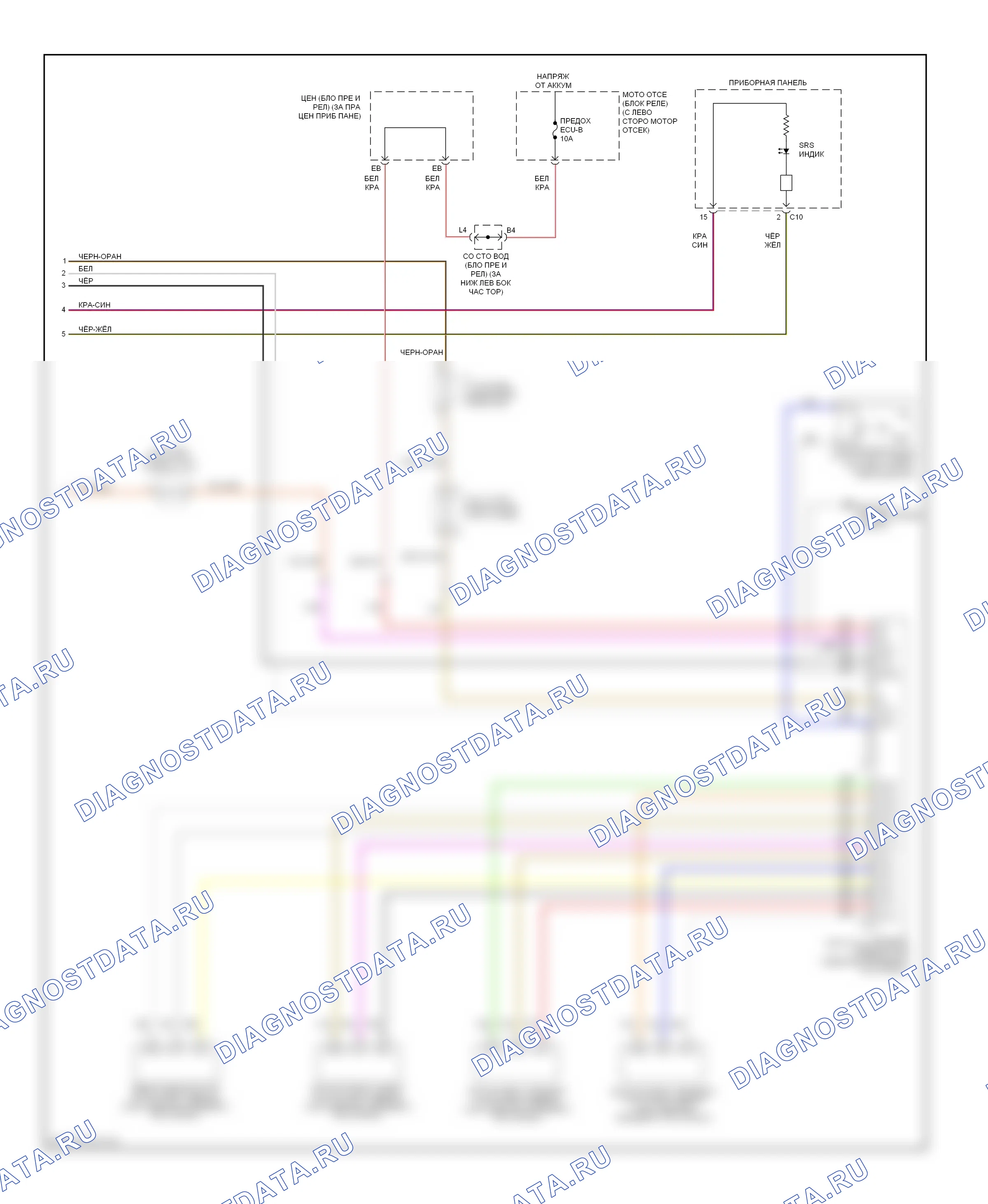 Подушки безопасности — Электросхема подушек безопасности, без боковой подушки безопасности — Электросхема подушек безопасности, без боковой подушки безопасности (2 из 2). Toyota 4Runner IV рестайлинг (2005-2009)