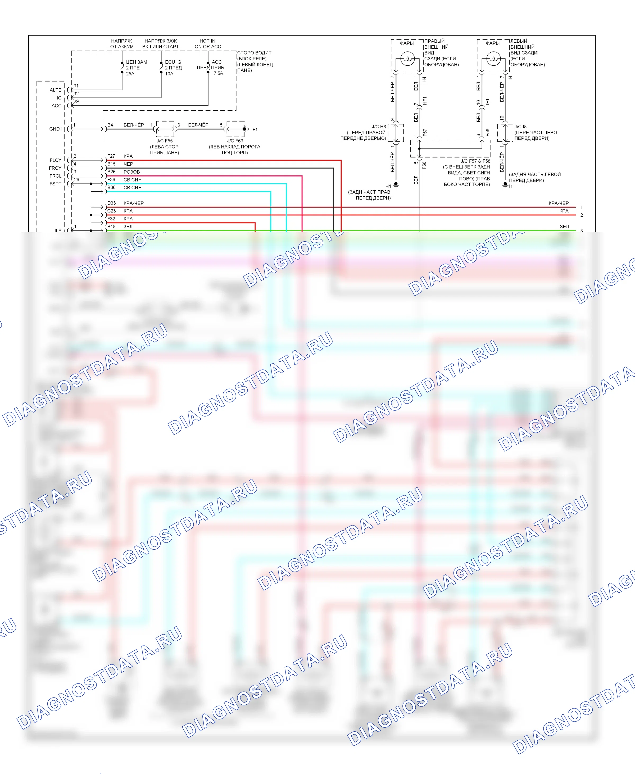 Освещение салона — Электросхема освещения салона — Электросхема освещения салона (1 из 2). Toyota 4Runner V (2009-2013)