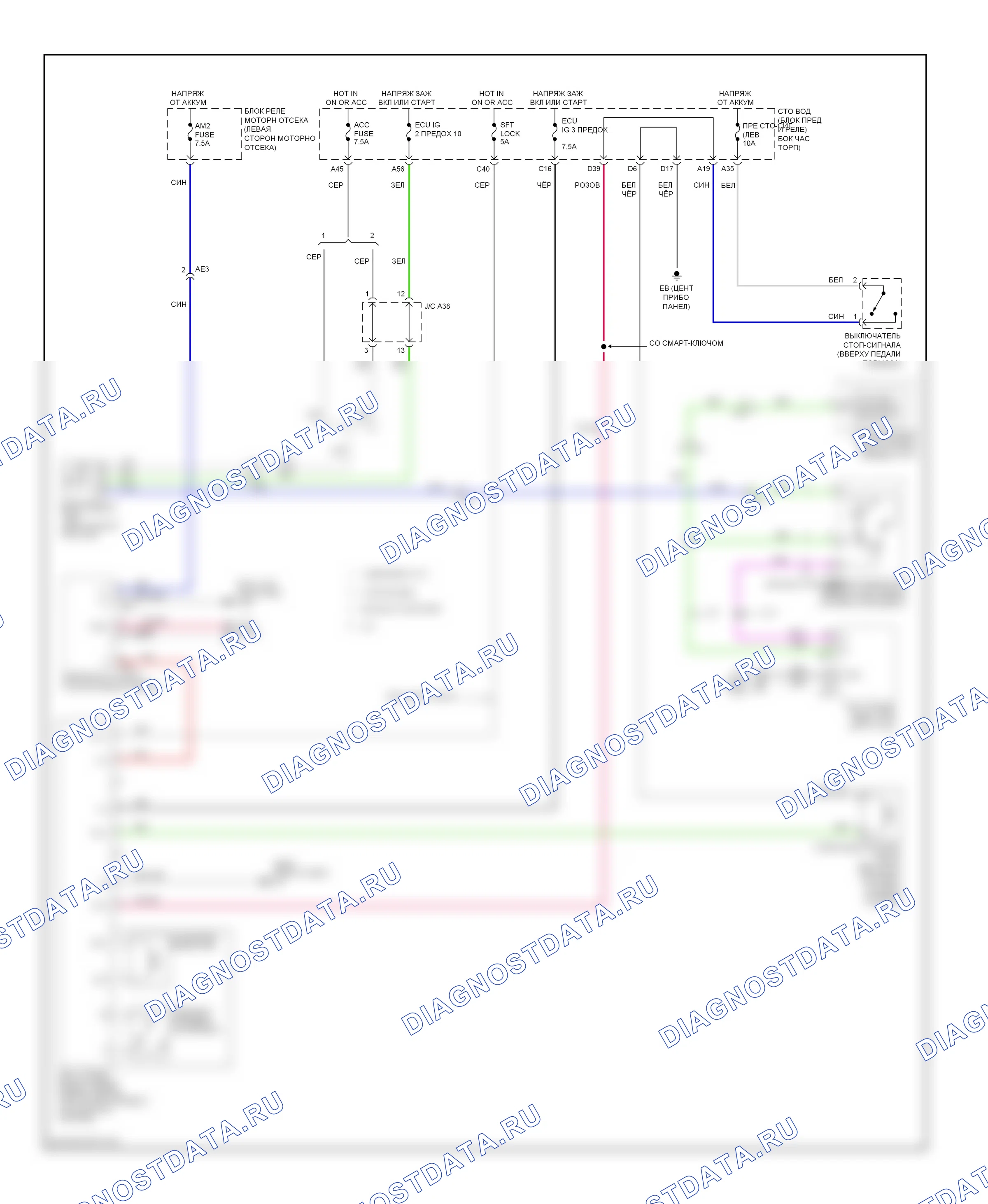 Блокировка селектора — Электросхема блокировки селектора — Электросхема блокировки селектора. Toyota Corolla XI (2012-2016)