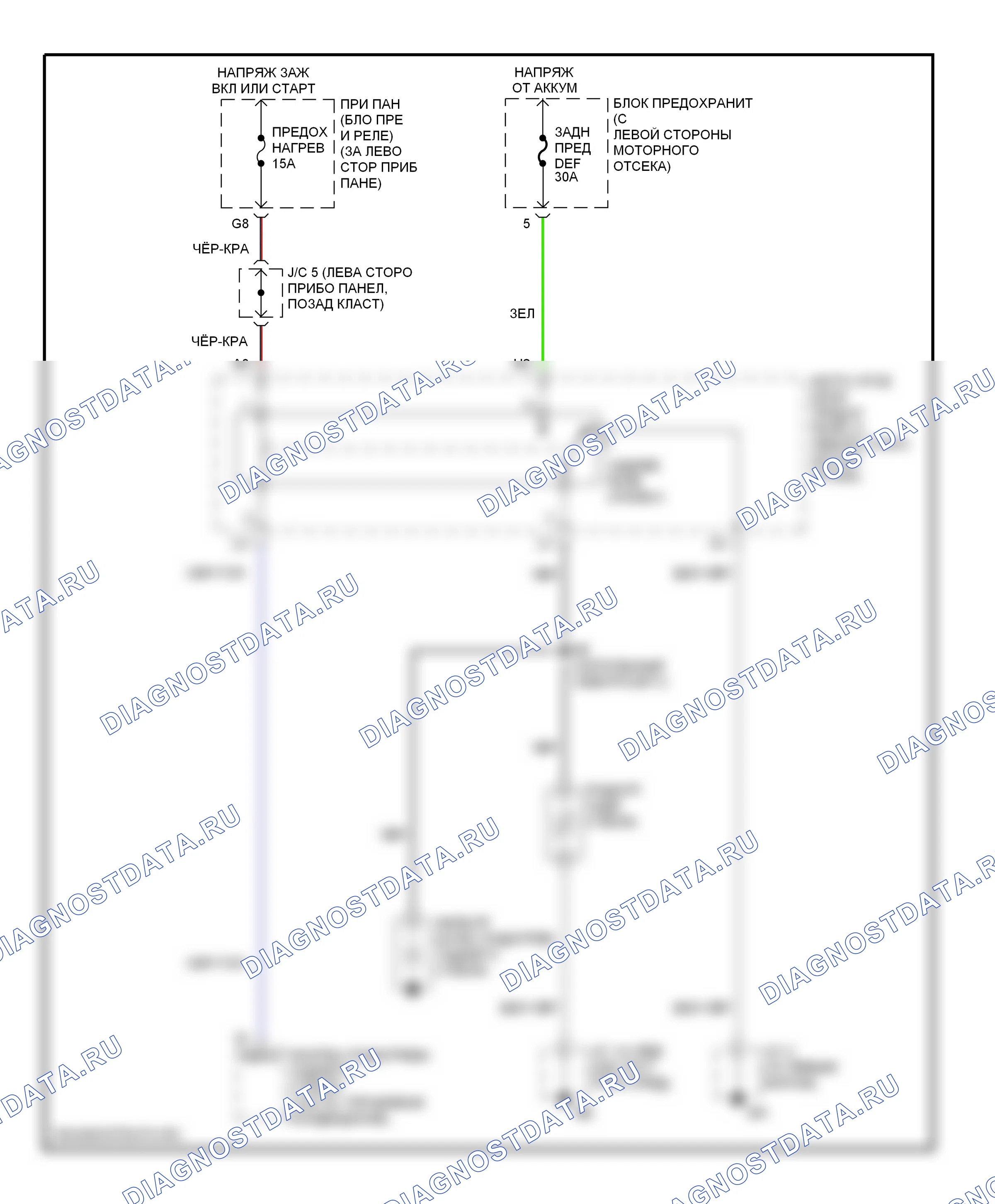 Подогрев стекол — Электросхема заднего подогрева — Электросхема заднего подогрева. Toyota Highlander I (2001-2003)