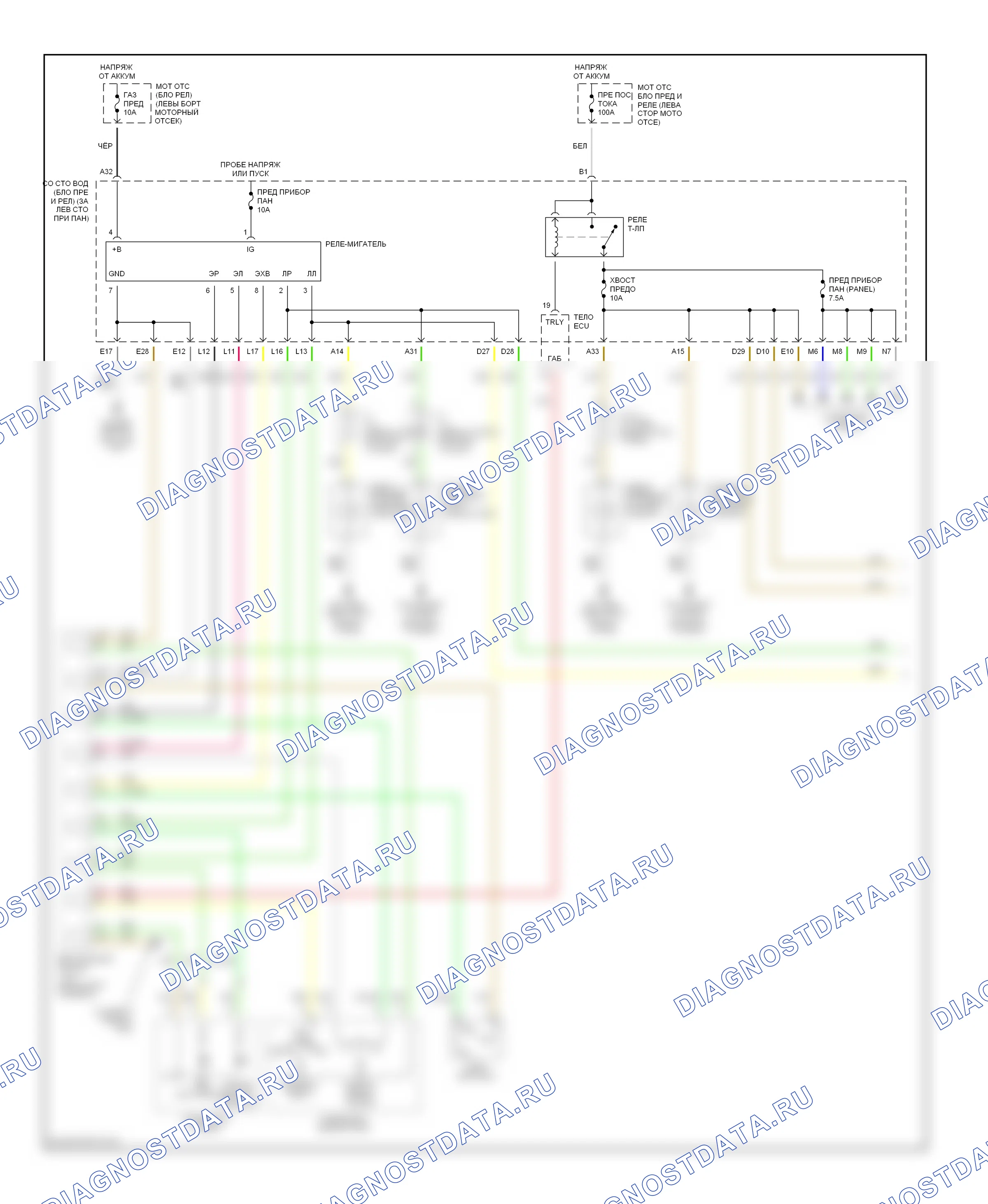 Фары и фонари — Электросхема фар и фонарей — Электросхема фар и фонарей (1 из 2). Toyota Prius II (2003-2005)
