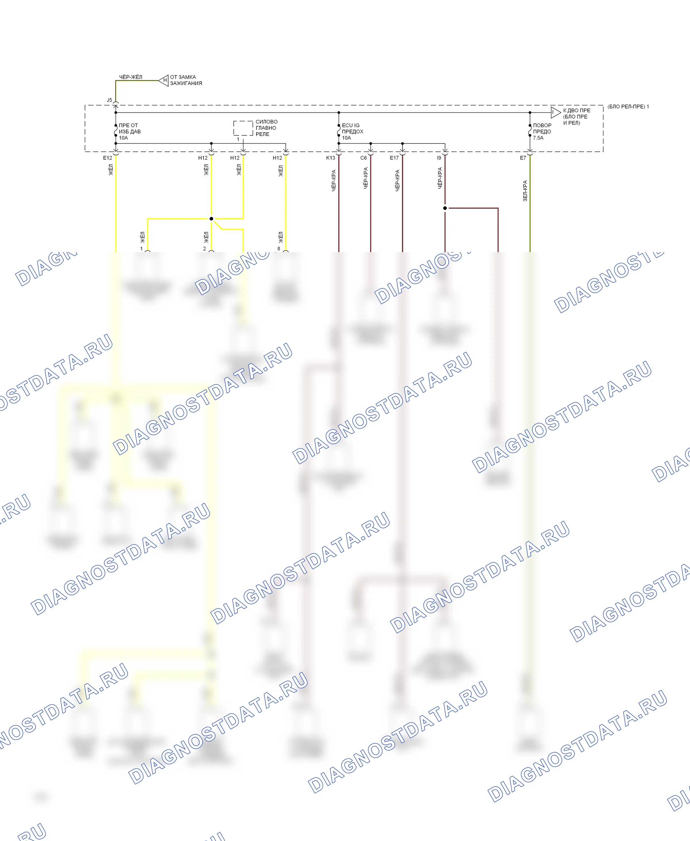 Блок предохранителей и реле — Электросхема блока предохранителей реле — Электросхема блока предохранителей реле (6 из 7). Toyota Supra A80 (1993-1996)
