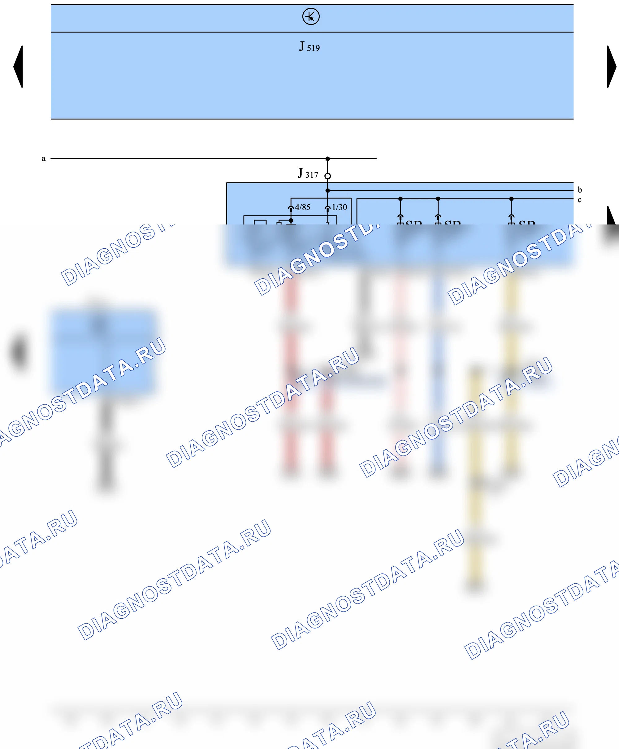 Прочие электросхемы — 2,0 л - турбодизель Common Rail / 103 к Вт, код двигателя CBDB (двигатель CBDB), 2009 — 2,0 л - турбодизель Common Rail / 103 к Вт, код двигателя CBDB (двигатель CBDB), 2009, Схема 2 из 18. Volkswagen Jetta V (2005-2011)