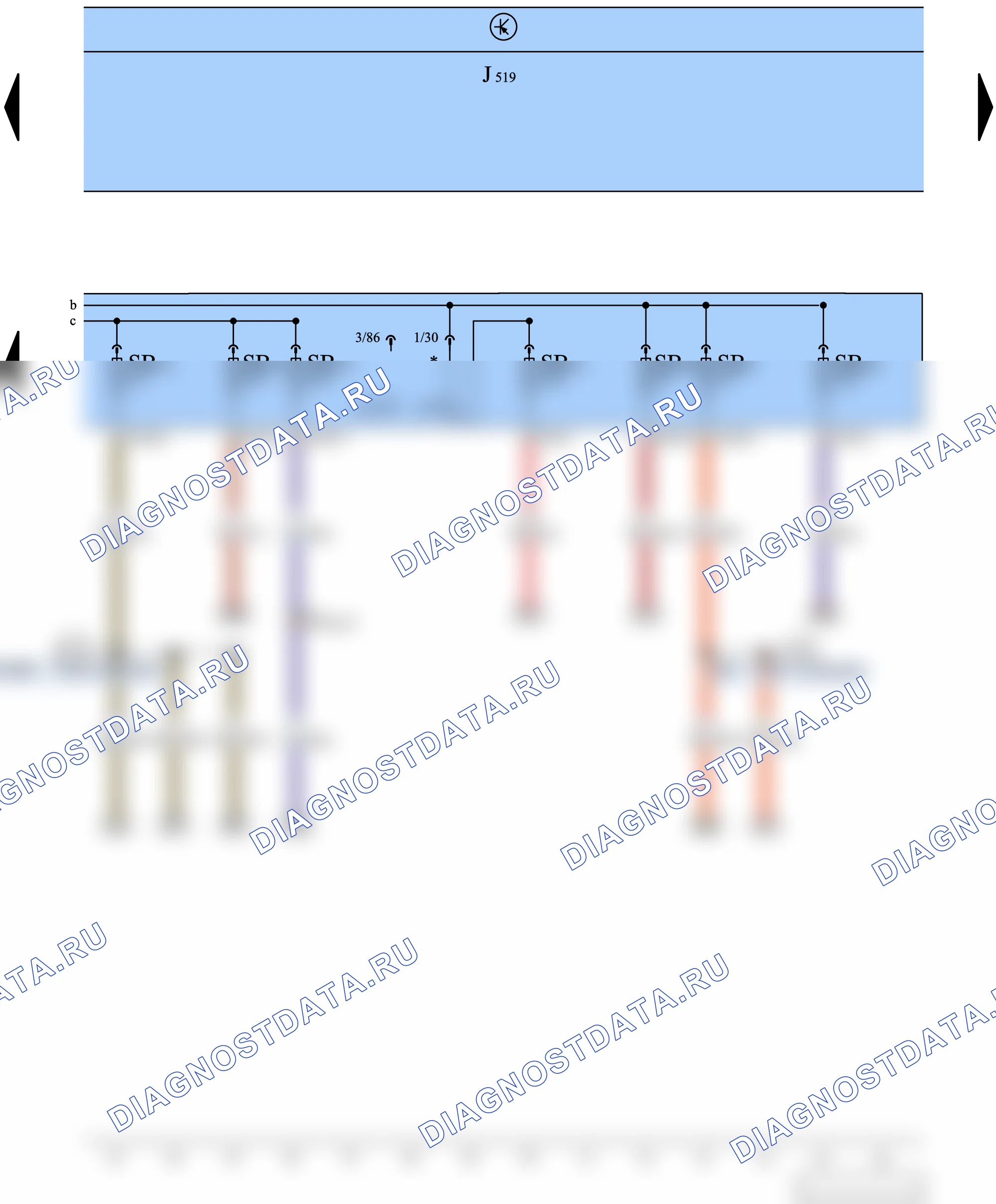 Прочие электросхемы — 2,0 л - турбодизель Common Rail / 103 к Вт, код двигателя CBDB (двигатель CBDB), 2009 — 2,0 л - турбодизель Common Rail / 103 к Вт, код двигателя CBDB (двигатель CBDB), 2009, Схема 3 из 18. Volkswagen Jetta V (2005-2011)