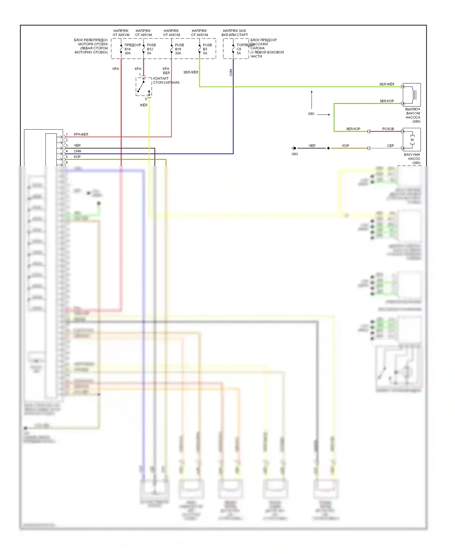 Антиблокировочная система abs — Электросхемы антиблокировочной системы abs, без контроля динамической устойчивости — Электросхемы антиблокировочной системы abs, без контроля динамической устойчивости. Volvo S60 I (2000-2004)