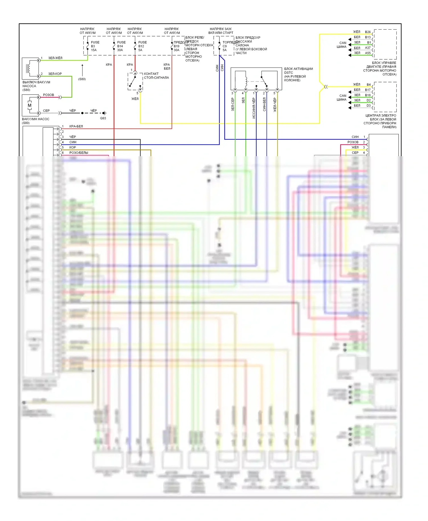 Антиблокировочная система abs — Электросхемы антиблокировочной системы abs, с динамическим контролем устойчивости — Электросхемы антиблокировочной системы abs, с динамическим контролем устойчивости. Volvo S60 I (2000-2004)