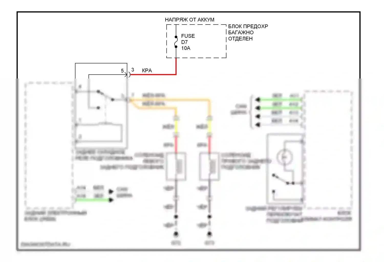 Сиденья — Электросхема заднего подголовника — Электросхема заднего подголовника. Volvo S60 I (2000-2004)