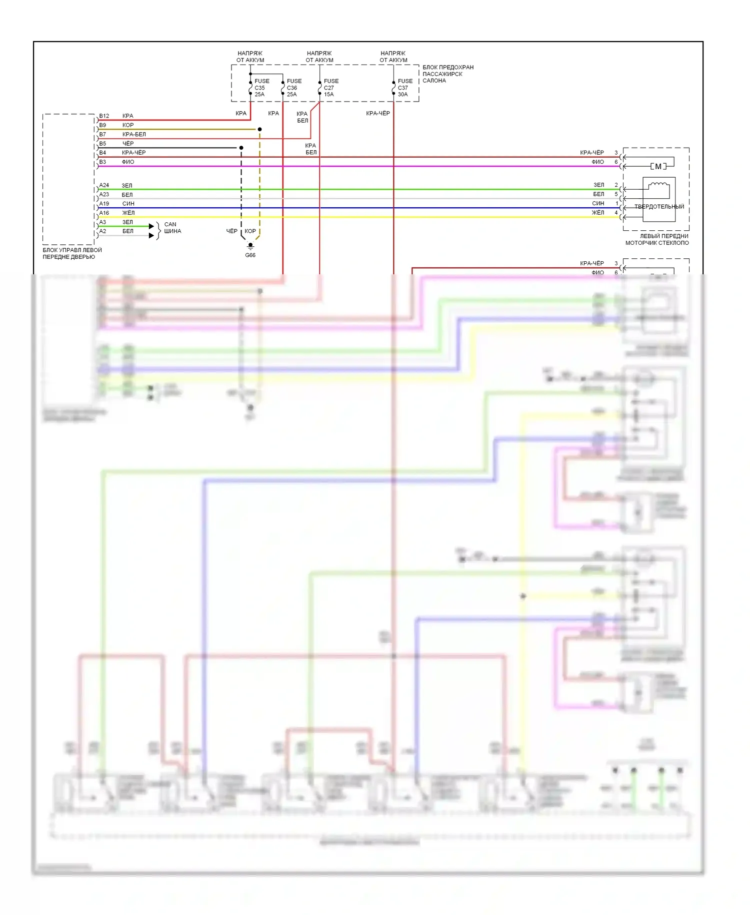 Стеклоподъемники — Электросхема стеклоподъемника — Электросхема стеклоподъемника. Volvo S60 I (2000-2004)