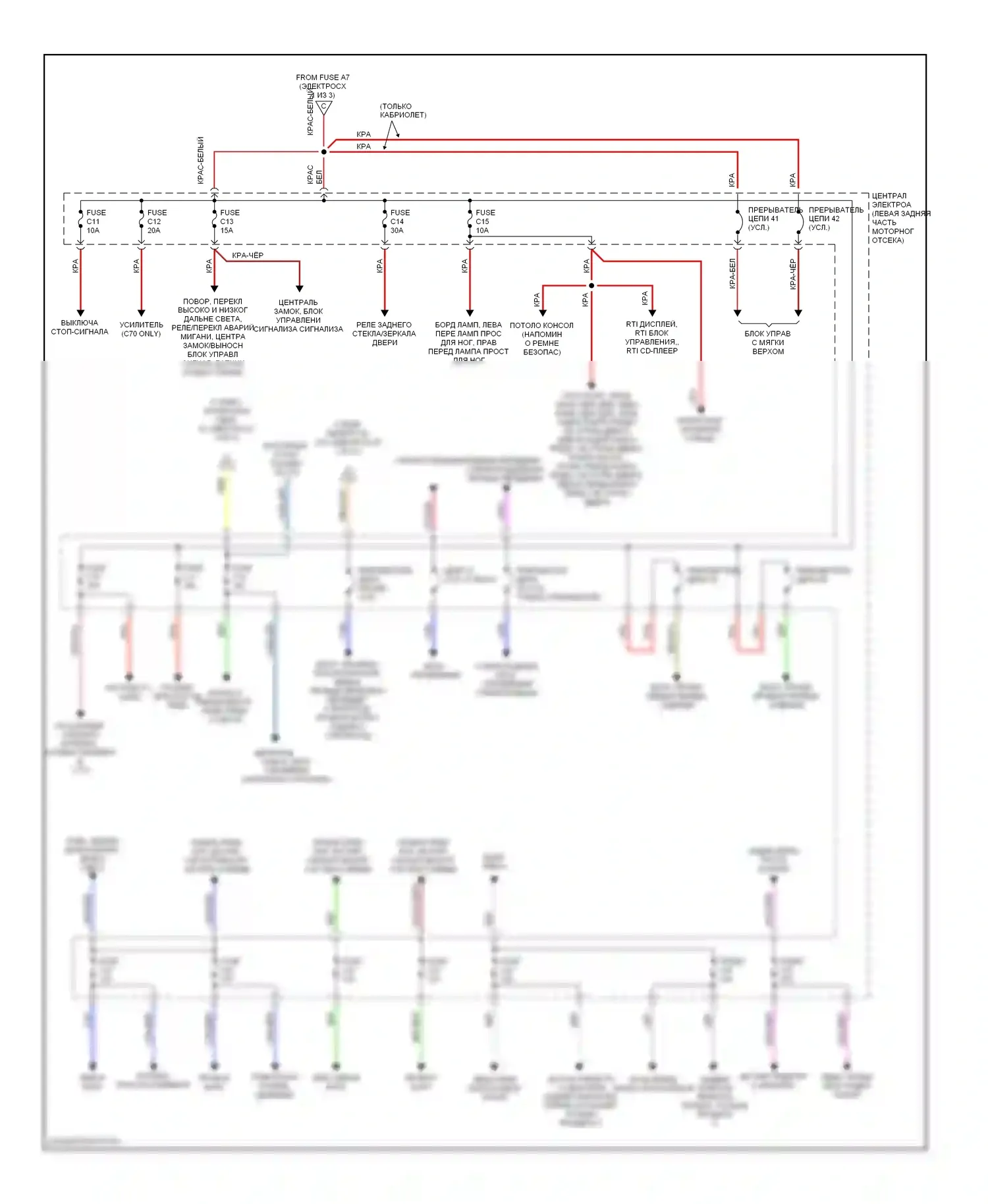 Блок предохранителей и реле — Электросхема блока предохранителей реле — Электросхема блока предохранителей реле (2 из 3). Volvo S70 I (1997-2000)