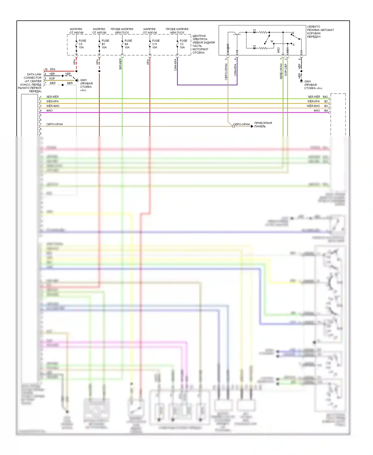 Коробка передач — Электросхема автоматической коробки передач — Электросхема автоматической коробки передач. Volvo S70 I (1997-2000)