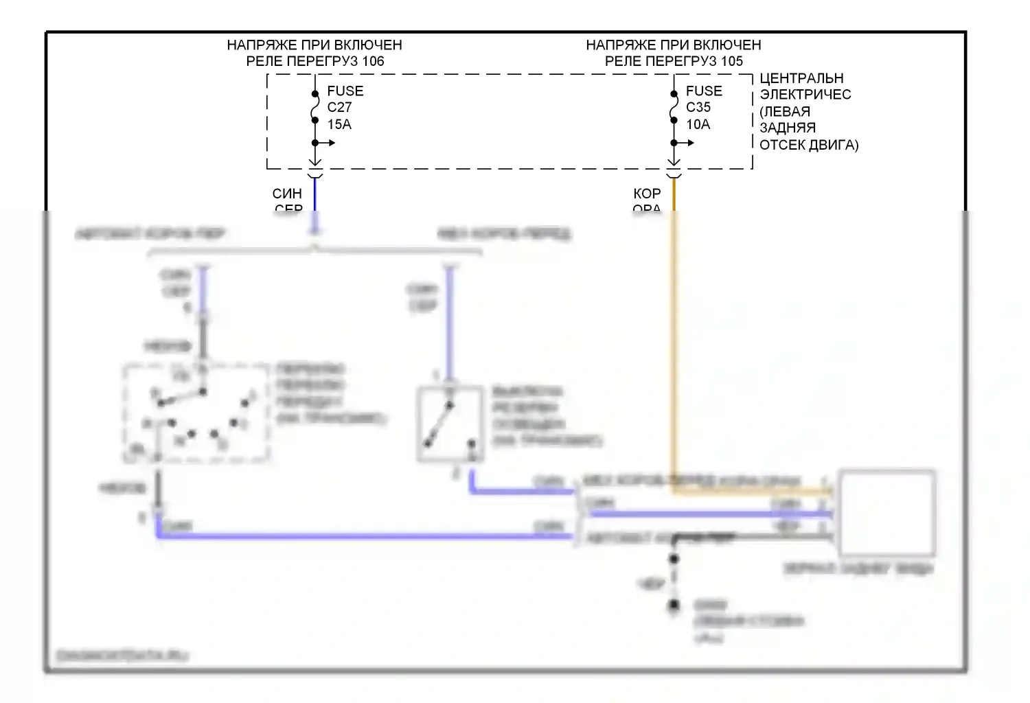 Управление зеркалами заднего вида — Электросхема электрохромного зеркала — Электросхема электрохромного зеркала. Volvo S70 I (1997-2000)