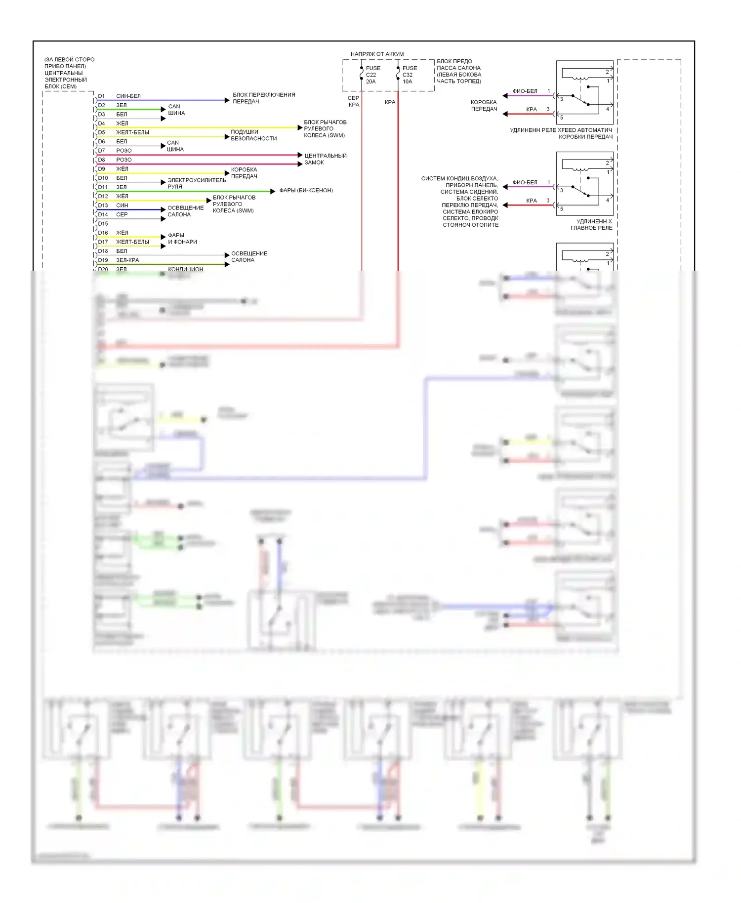 Блоки управления кузовом — Принципиальная электрическая электросхема блока — Принципиальная электрическая электросхема блока (2 из 2). Volvo S80 I рестайлинг (2003-2006)