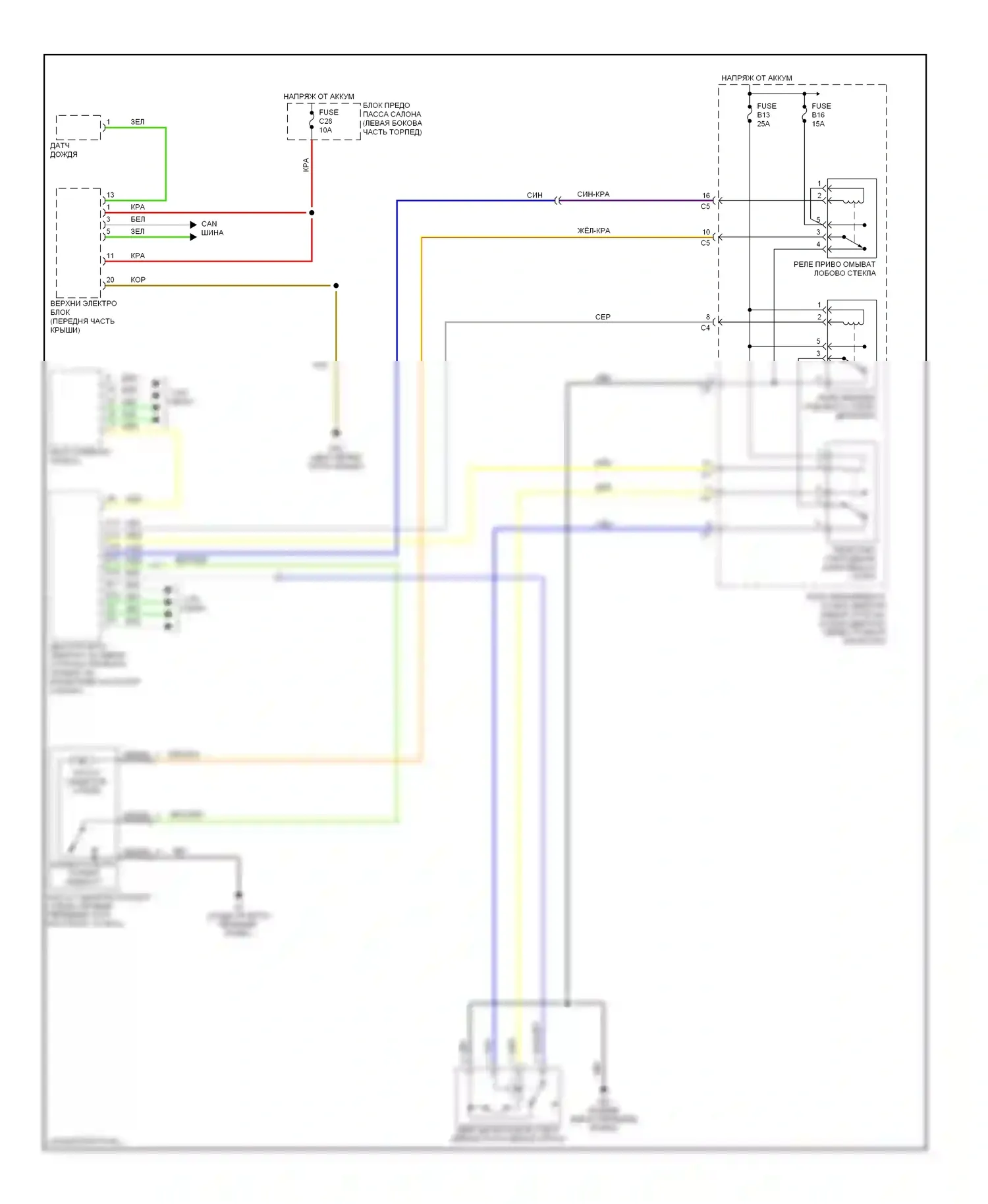 Дворники и омыватели — Дворники и омыватели электросхема — Дворники и омыватели электросхема. Volvo S80 I рестайлинг (2003-2006)