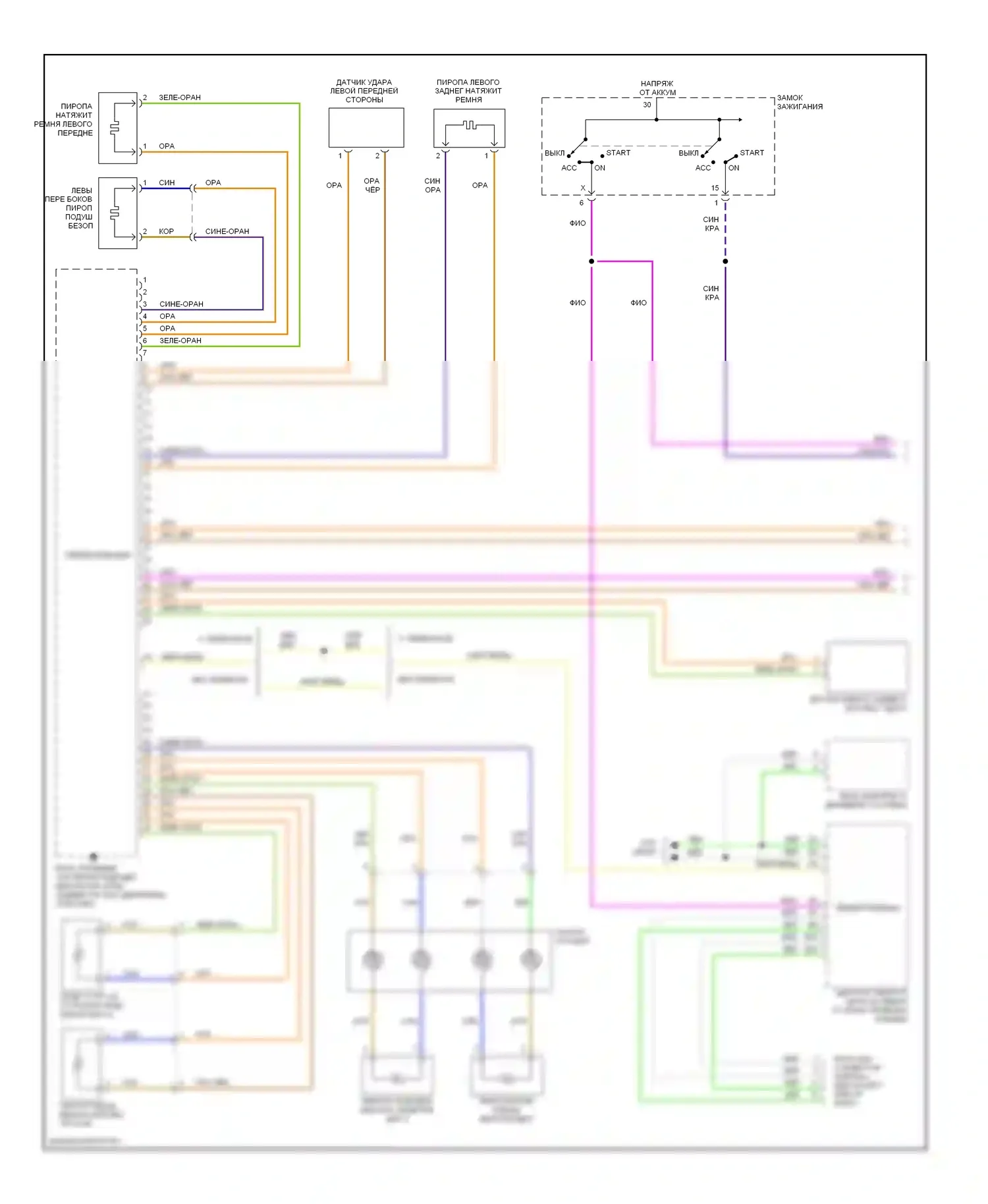 Подушки безопасности — Электросхема подушек безопасности — Электросхема подушек безопасности (1 из 2). Volvo S80 I рестайлинг (2003-2006)