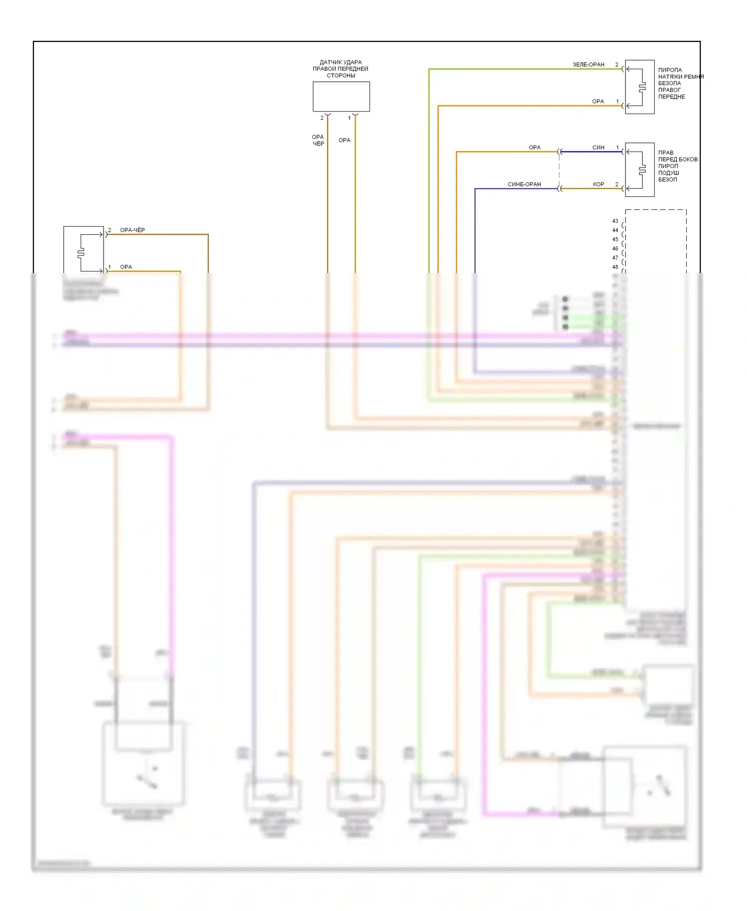 Подушки безопасности — Электросхема подушек безопасности — Электросхема подушек безопасности (2 из 2). Volvo S80 I рестайлинг (2003-2006)