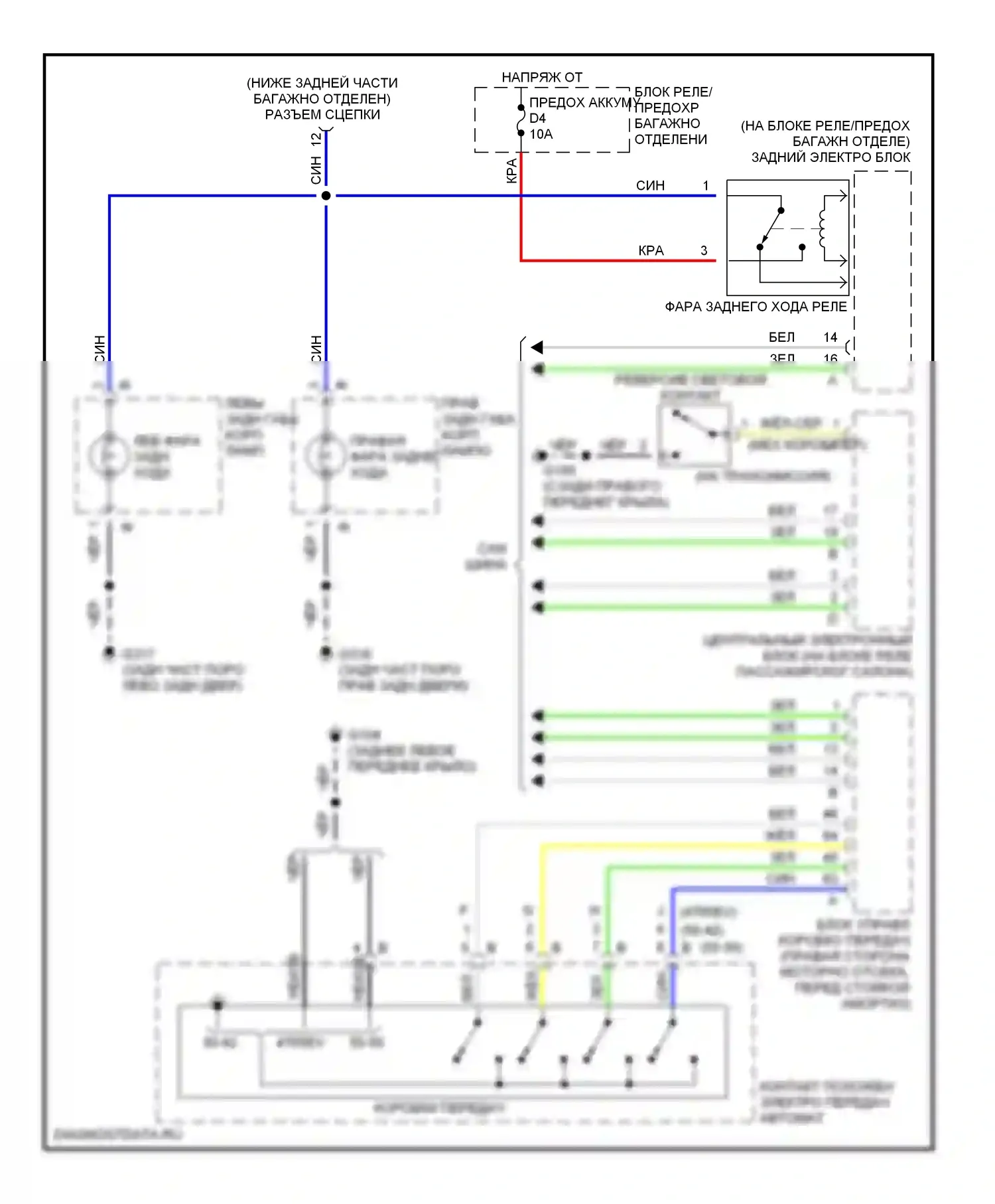 Фары и фонари — Электросхема фонарей заднего хода — Электросхема фонарей заднего хода. Volvo S80 I (1998-2003)