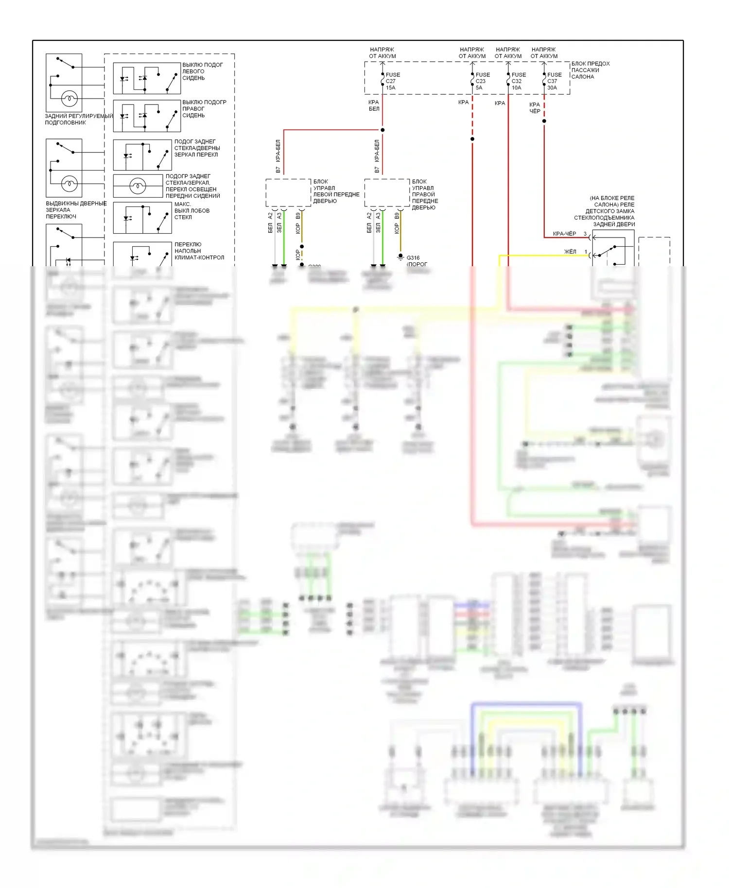 Освещение салона — Электросхема подсветки приборной панели — Электросхема подсветки приборной панели. Volvo S80 I (1998-2003)