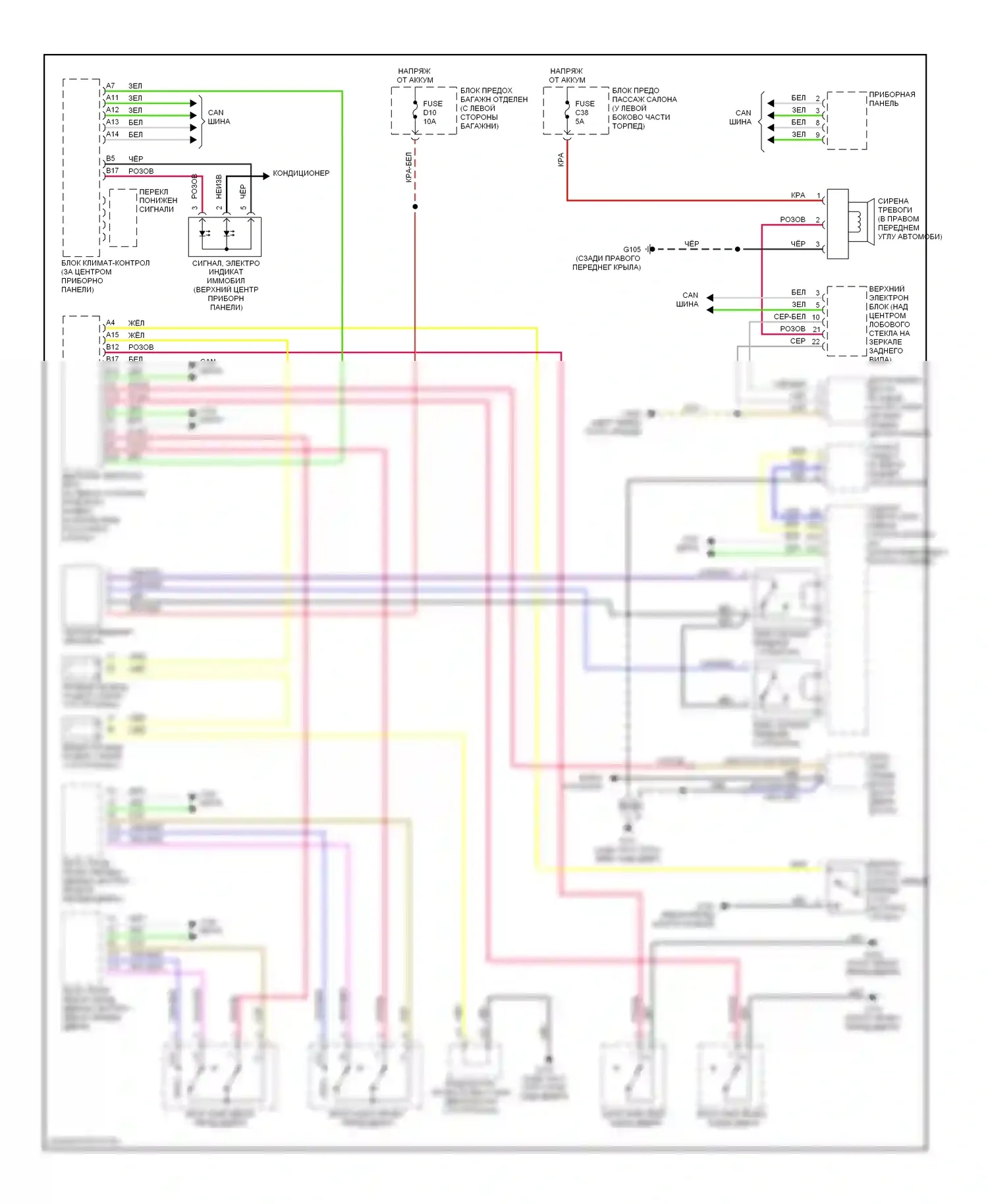 Сигнализация — Электросхема сигнализаций сигнализации — Электросхема сигнализаций сигнализации. Volvo S80 I (1998-2003)