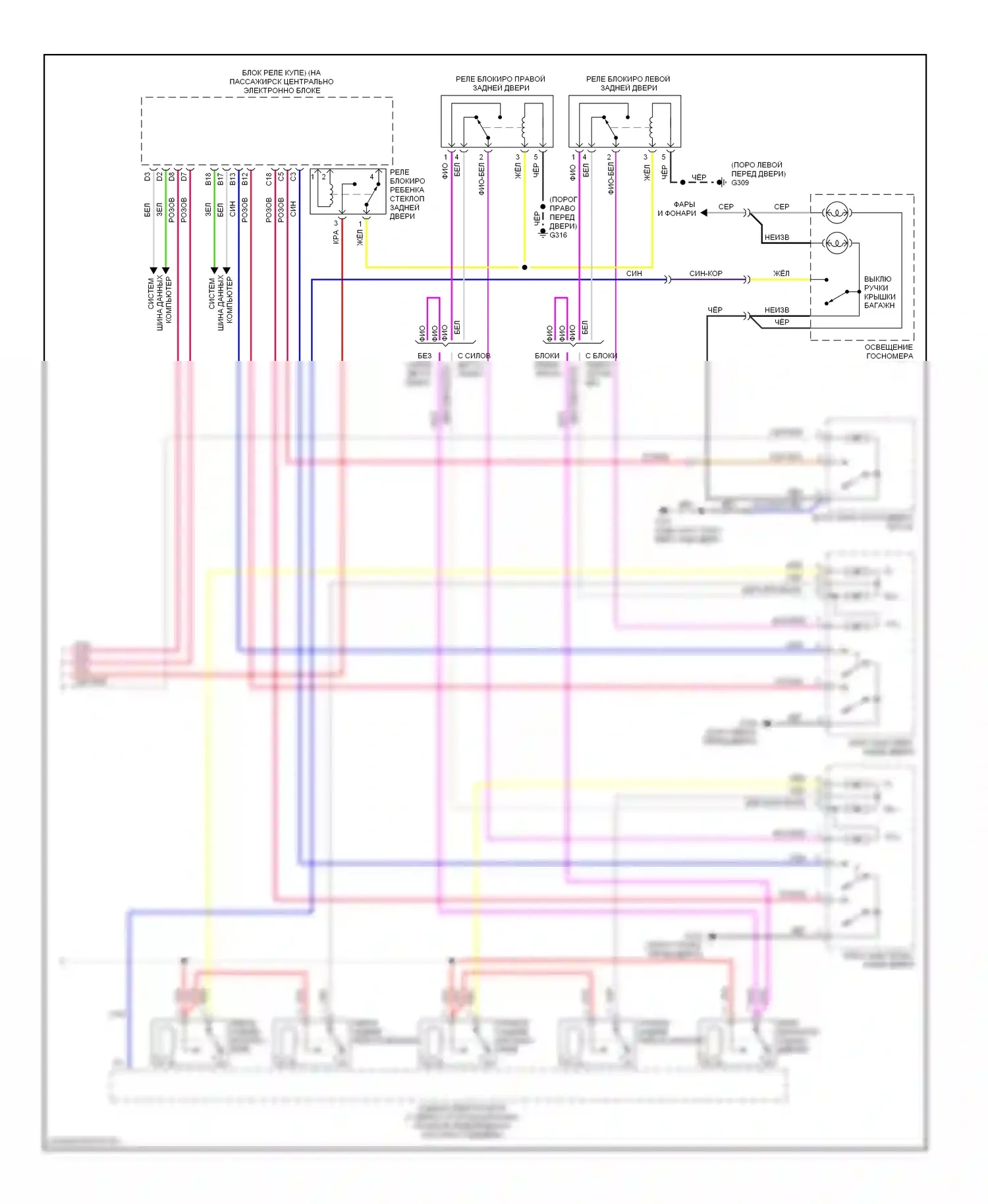 Центральный замок — Электросхема замка силовой двери — Электросхема замка силовой двери (2 из 2). Volvo S80 I (1998-2003)