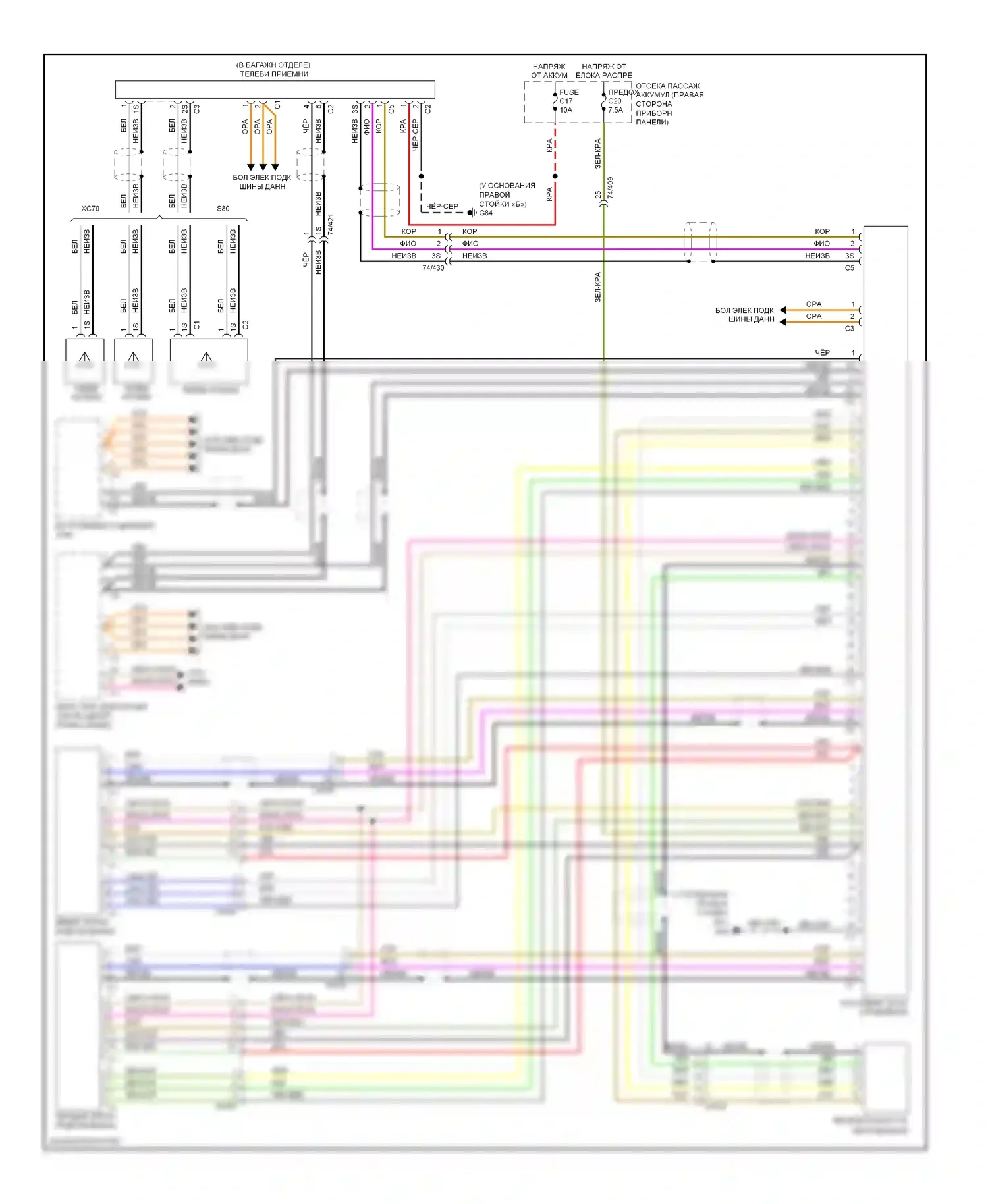 Магнитола — Электросхема мультимедий заднего сиденья — Электросхема мультимедий заднего сиденья. Volvo S80 II рестайлинг 2 (2013-2016)