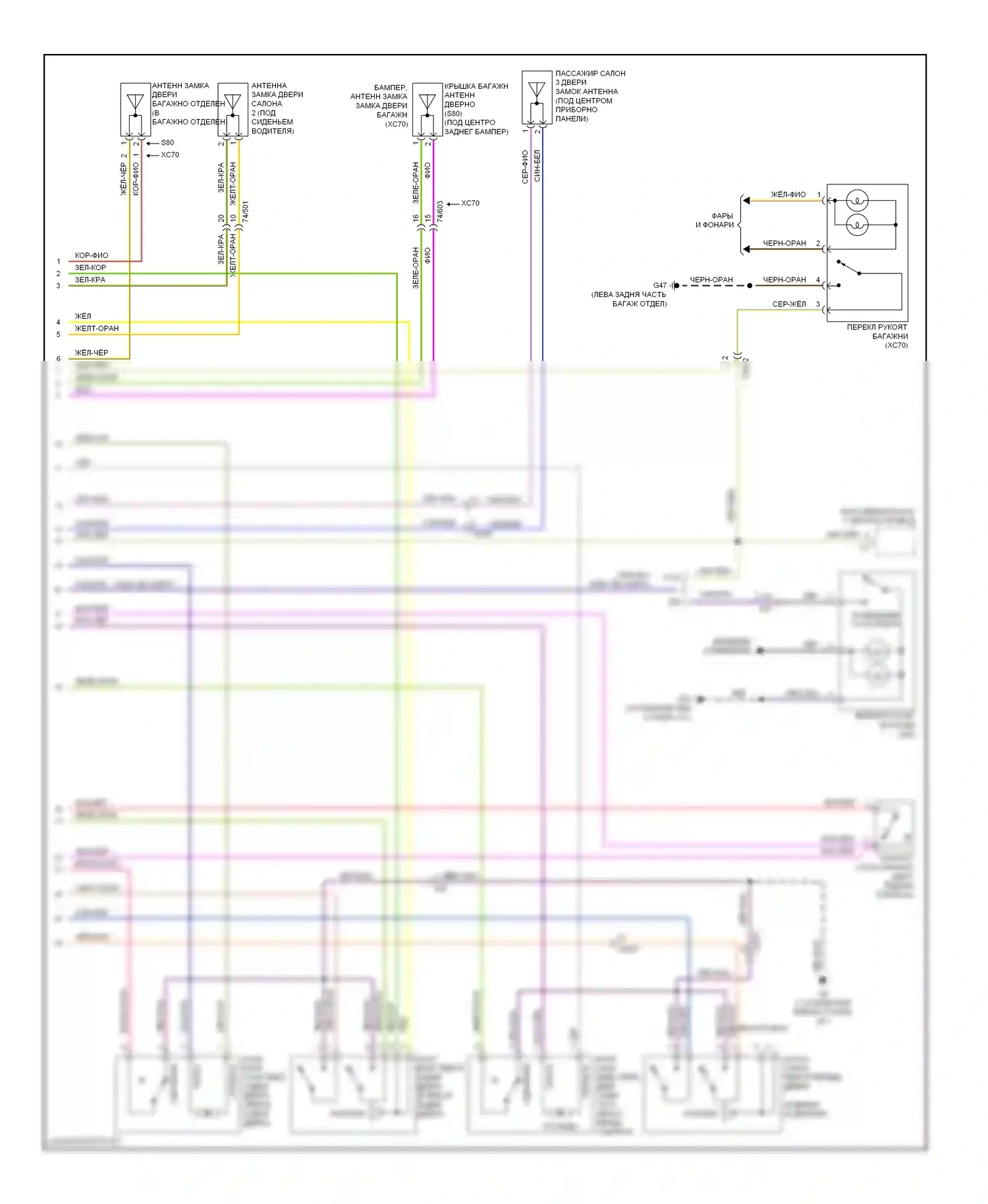 Центральный замок — Электросхема центрального замка, с интеллектуальным ключом — Электросхема центрального замка, с интеллектуальным ключом (2 из 2). Volvo S80 II рестайлинг 2 (2013-2016)