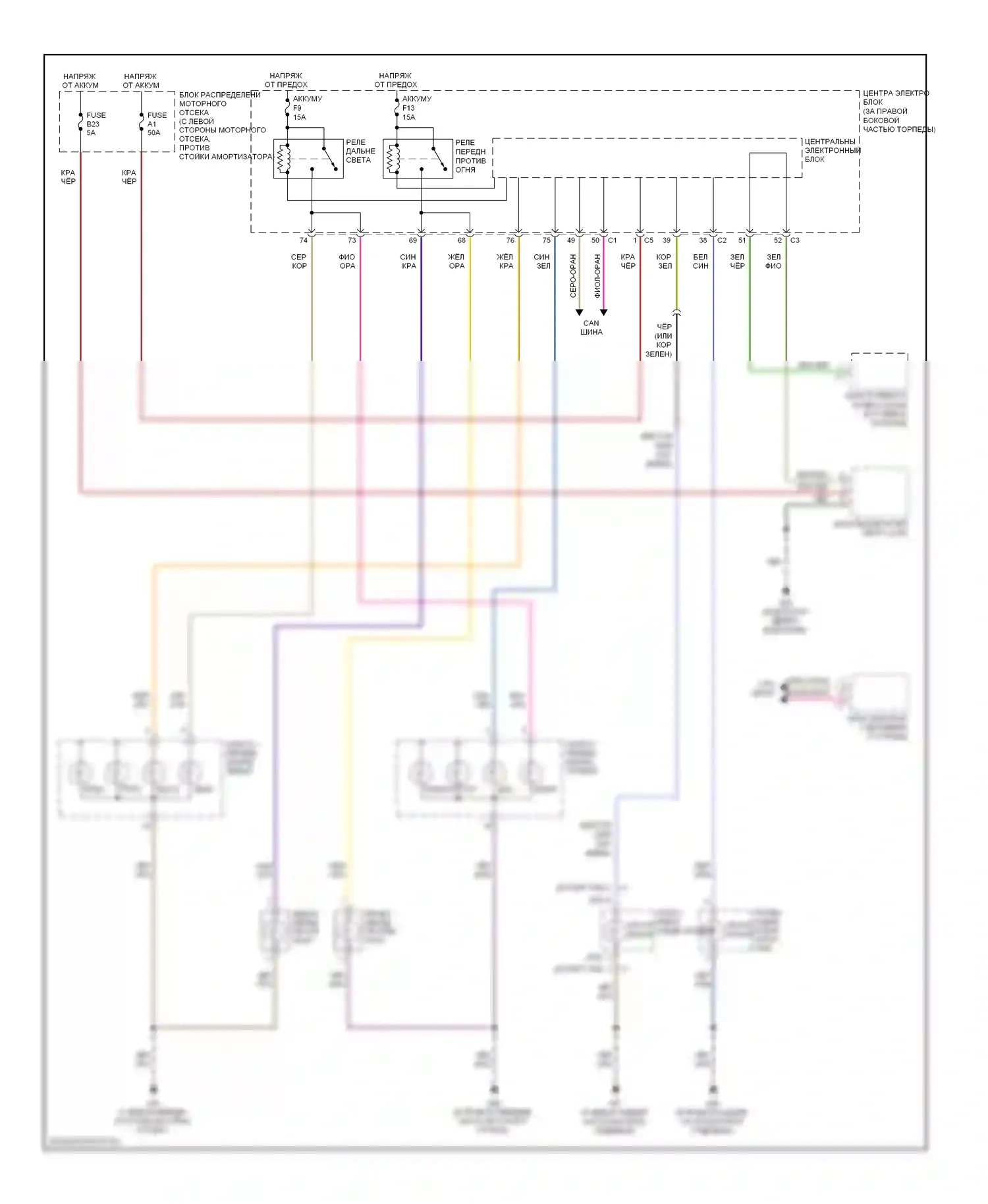 Фары — Электросхема фар, без би-ксеноновых ламп — Электросхема фар, без би-ксеноновых ламп. Volvo S80 II (2006-2010)