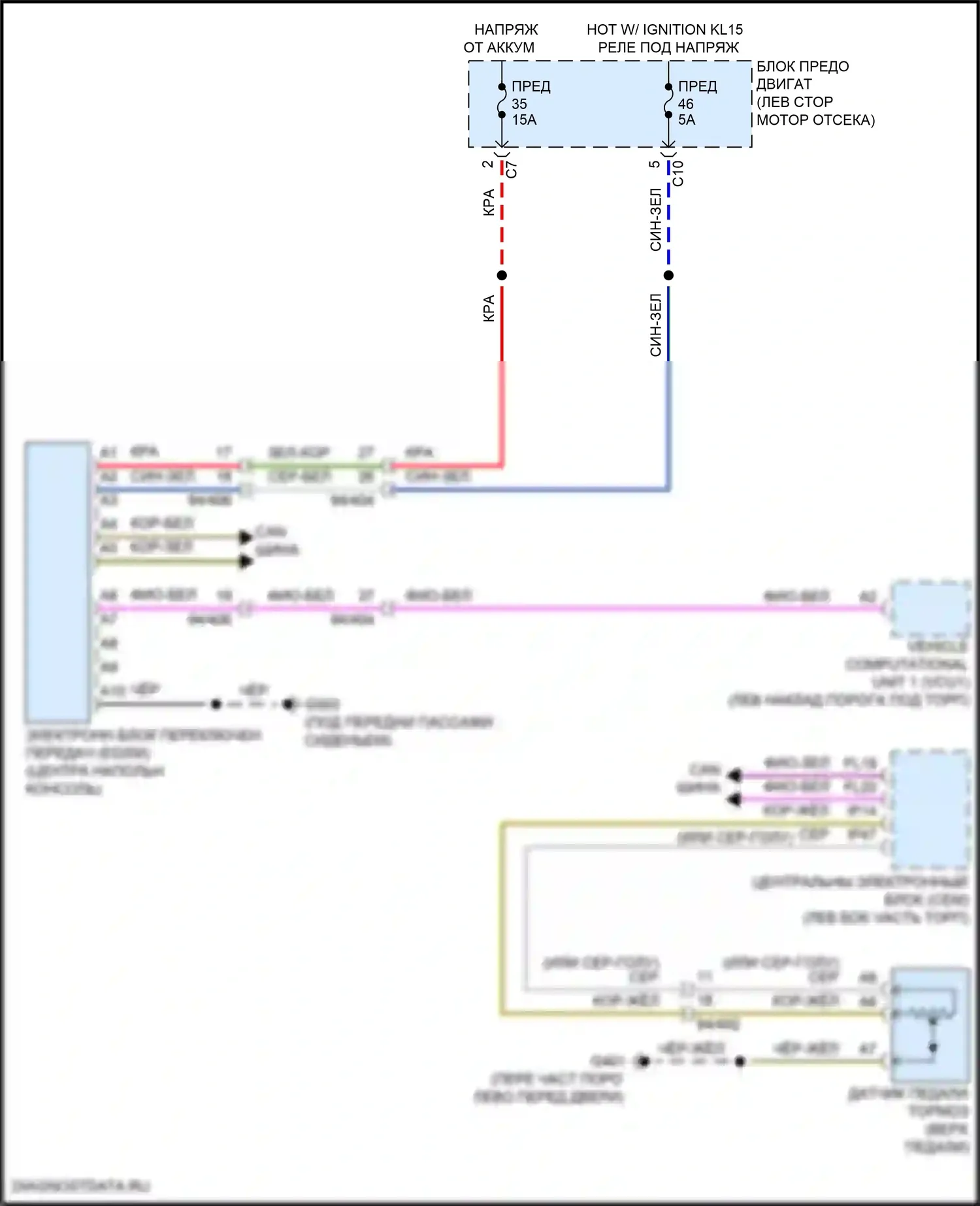 Блокировка селектора — Электросхема блокировки селектора, кроме гибридной — Электросхема блокировки селектора, кроме гибридной. Volvo S90 II рестайлинг (2020-2024)