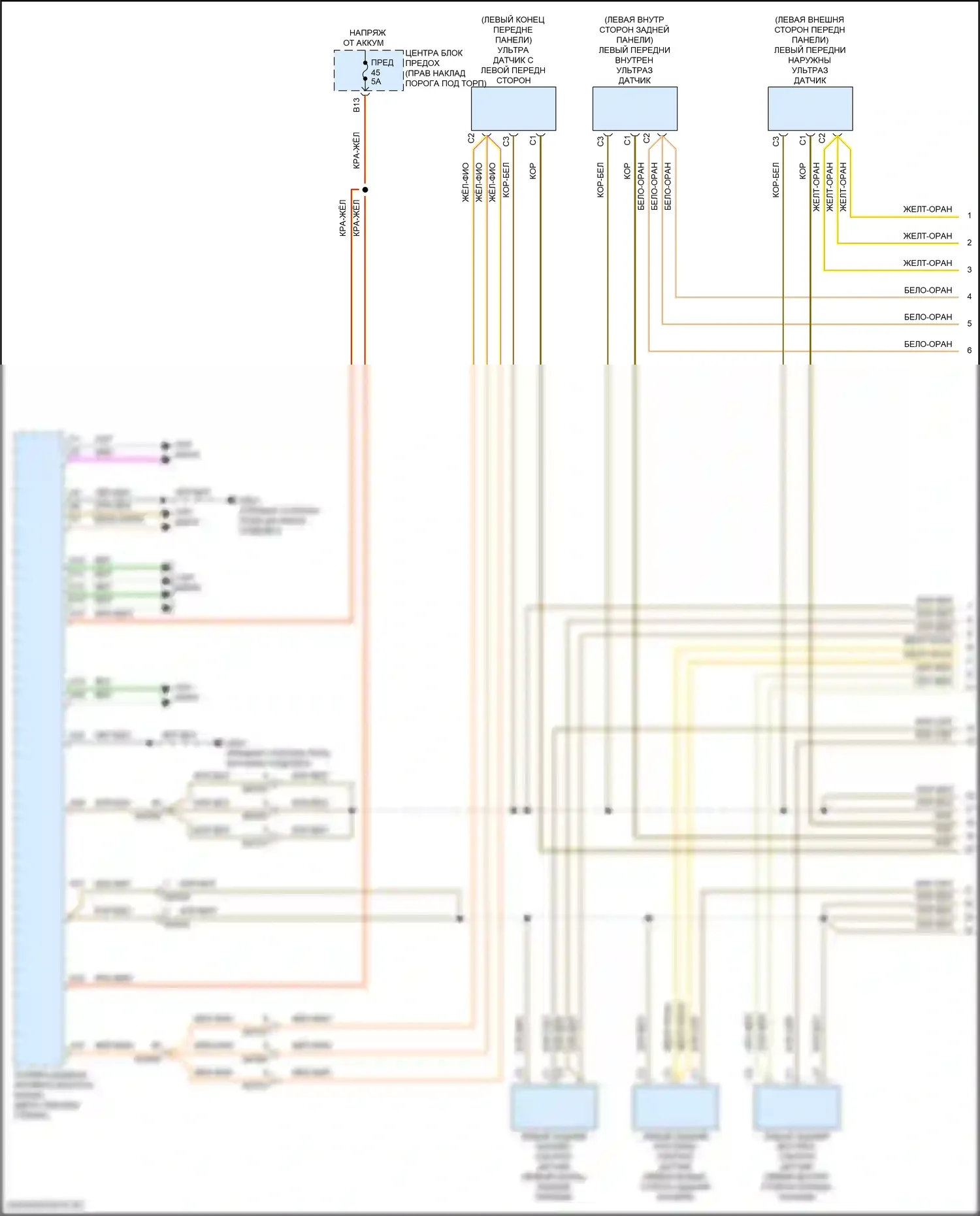 Системы помощи водителю — Электросхема парктроника — Электросхема парктроника (1 из 2). Volvo S90 II рестайлинг (2020-2024)