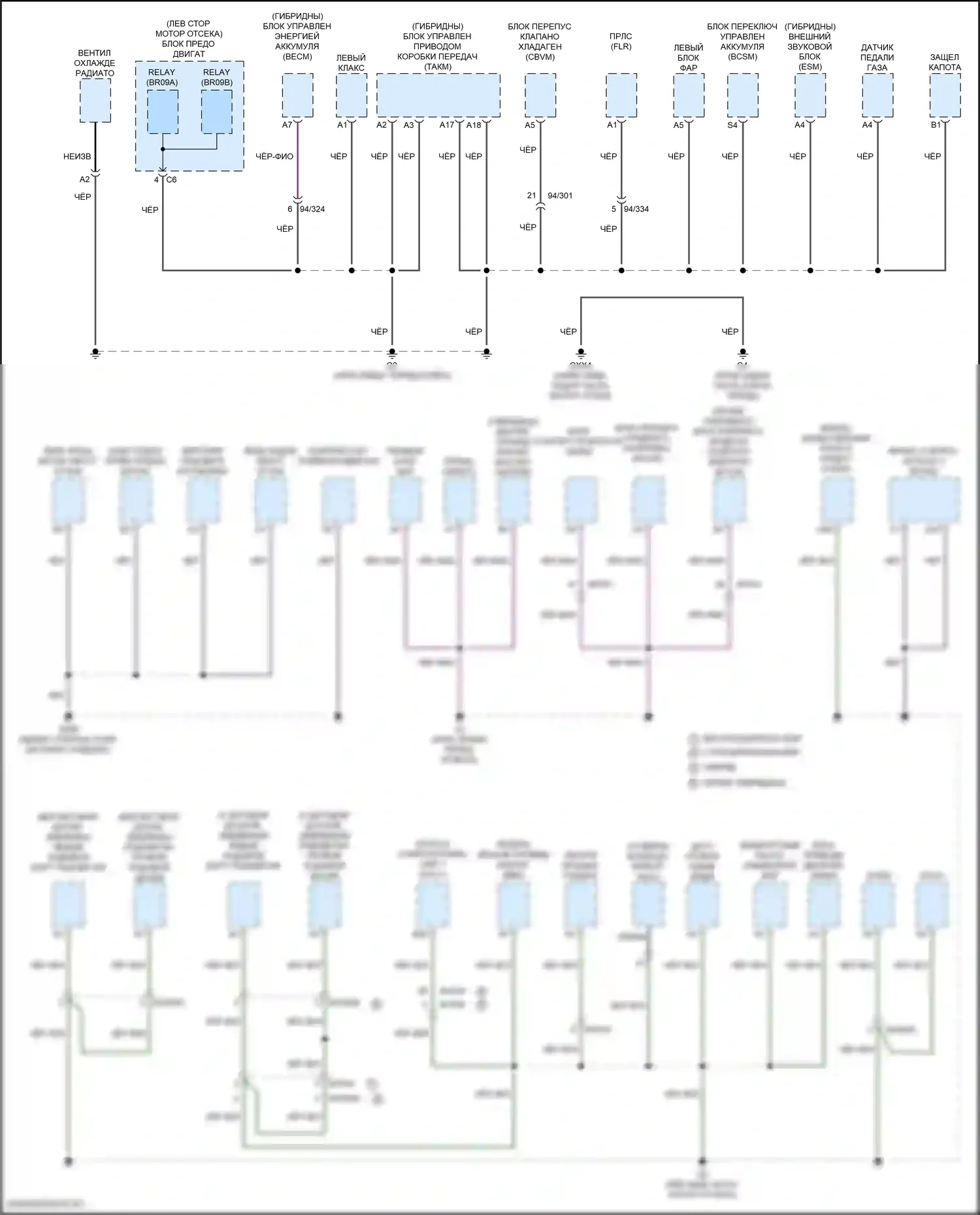 Точки подключения масс — Электросхема разводки массы — Электросхема разводки массы (1 из 6). Volvo S90 II рестайлинг (2020-2024)