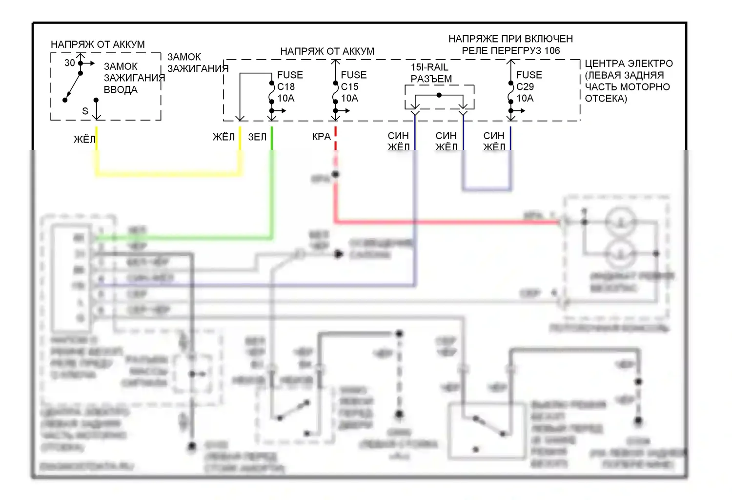 Предупреждение — Электросхемы системы оповещения — Электросхемы системы оповещения. Volvo V70 I (1997-2000)