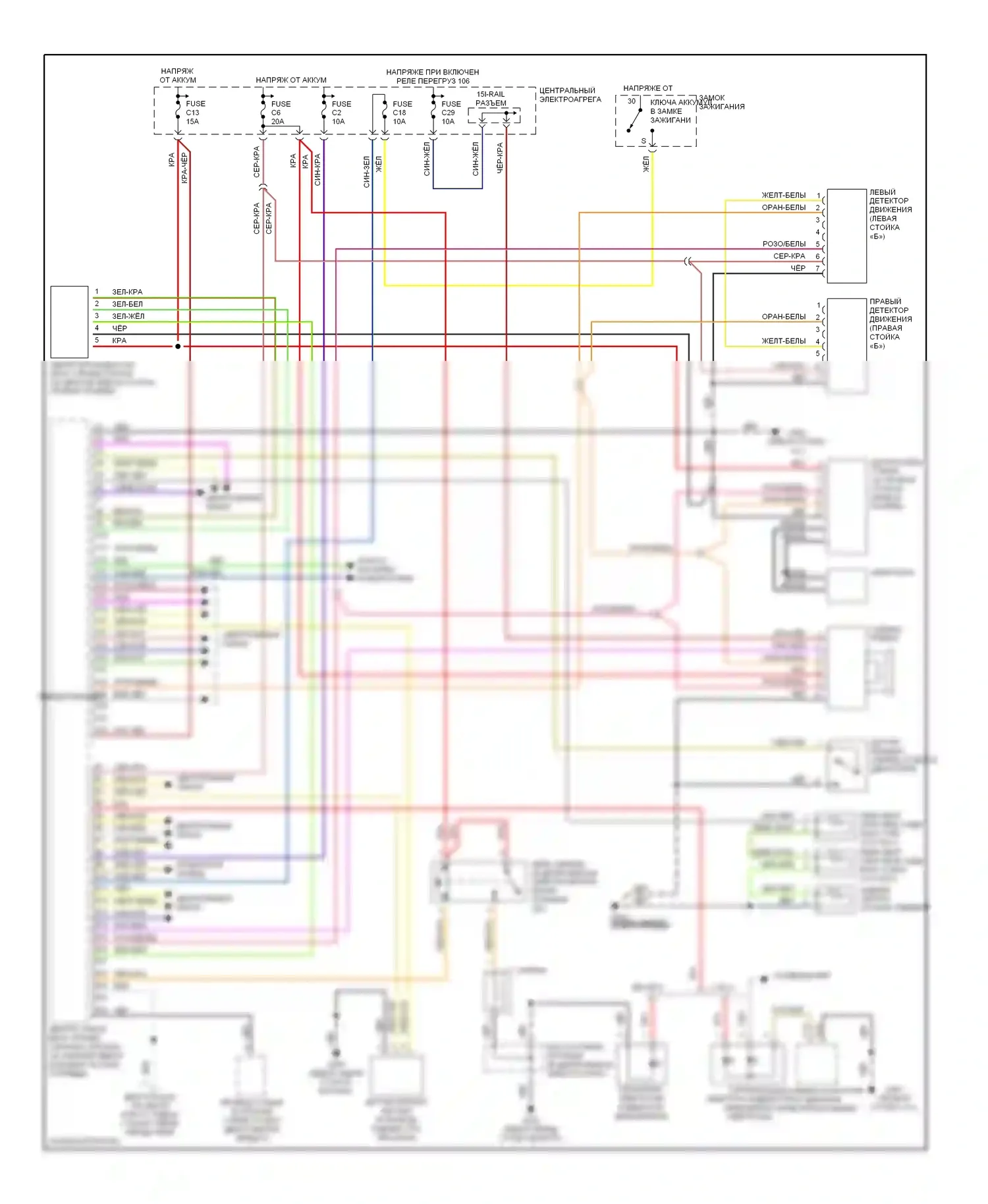 Сигнализация — Электросхема сигнализаций сигнализации — Электросхема сигнализаций сигнализации. Volvo V70 I (1997-2000)