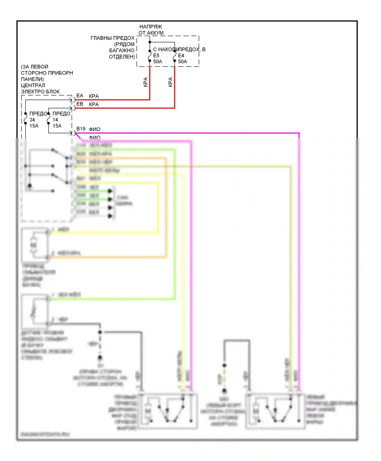 Дворники и омыватели — Электросхема дворников и омывателей фары — Электросхема дворников и омывателей фары. Volvo V70 II рестайлинг (2004-2007)