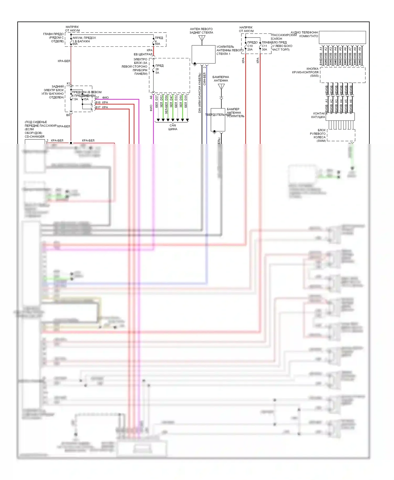 Магнитола — Электросхема магнитолы, с усилителем — Электросхема магнитолы, с усилителем. Volvo V70 II рестайлинг (2004-2007)