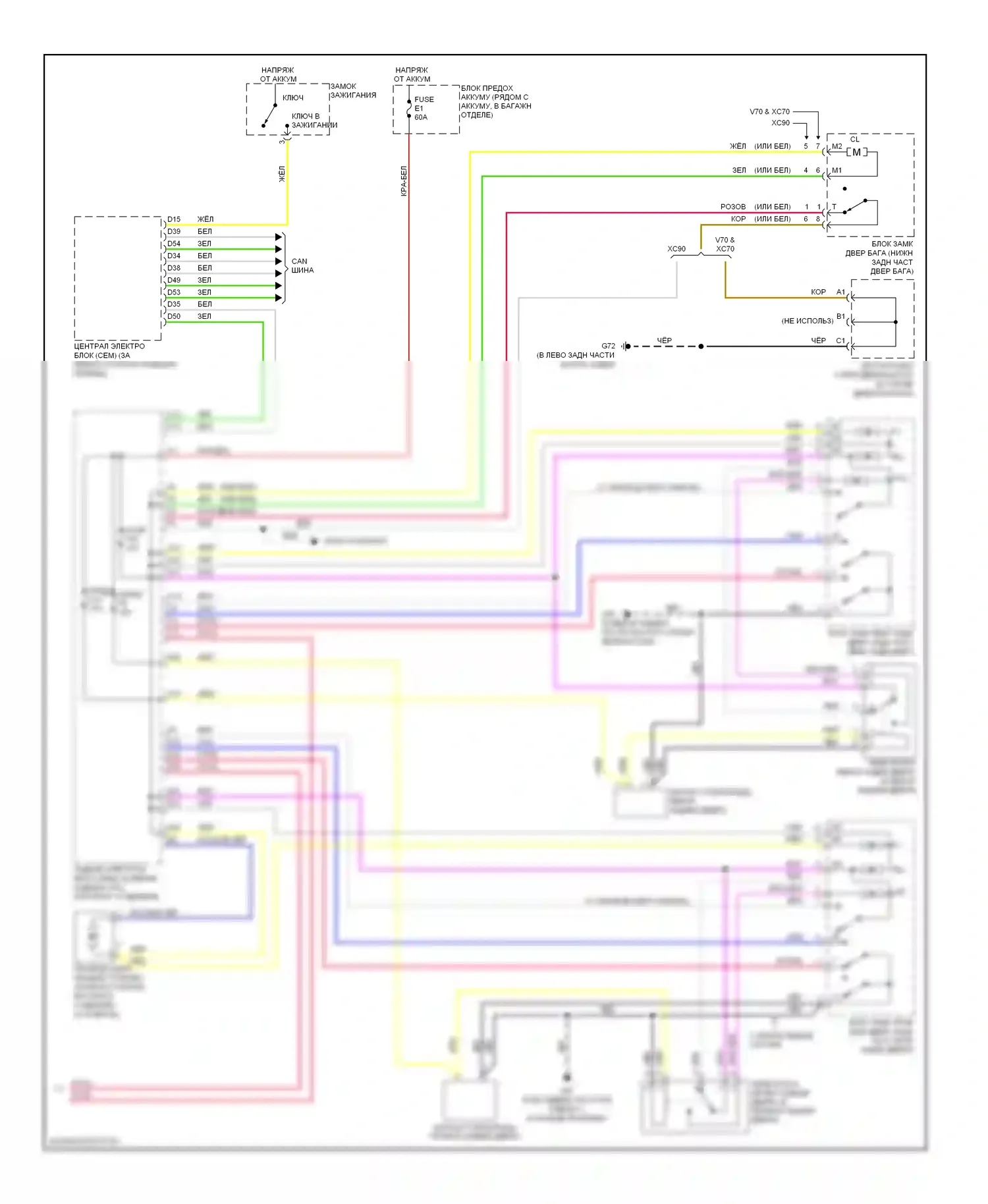 Центральный замок — Электросхема центрального замка — Электросхема центрального замка (2 из 2). Volvo V70 II рестайлинг (2004-2007)