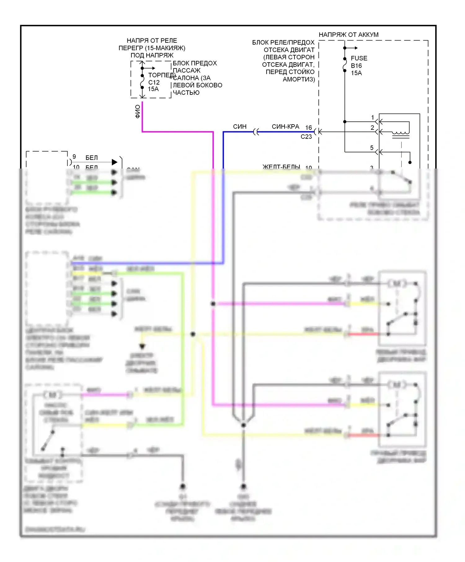 Дворники и омыватели — Электросхема омывателя фар — Электросхема омывателя фар. Volvo V70 II (2000-2004)
