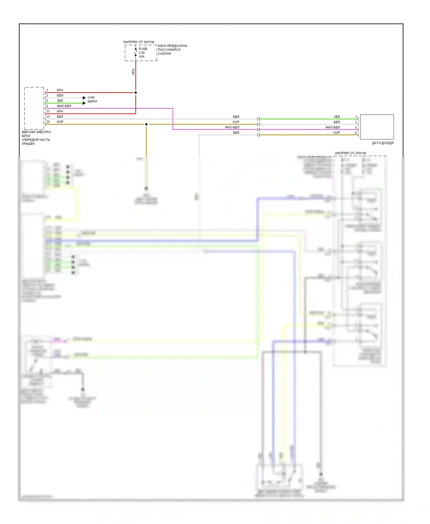 Дворники и омыватели — Электросхема передних дворников и омывателей — Электросхема передних дворников и омывателей. Volvo V70 II (2000-2004)
